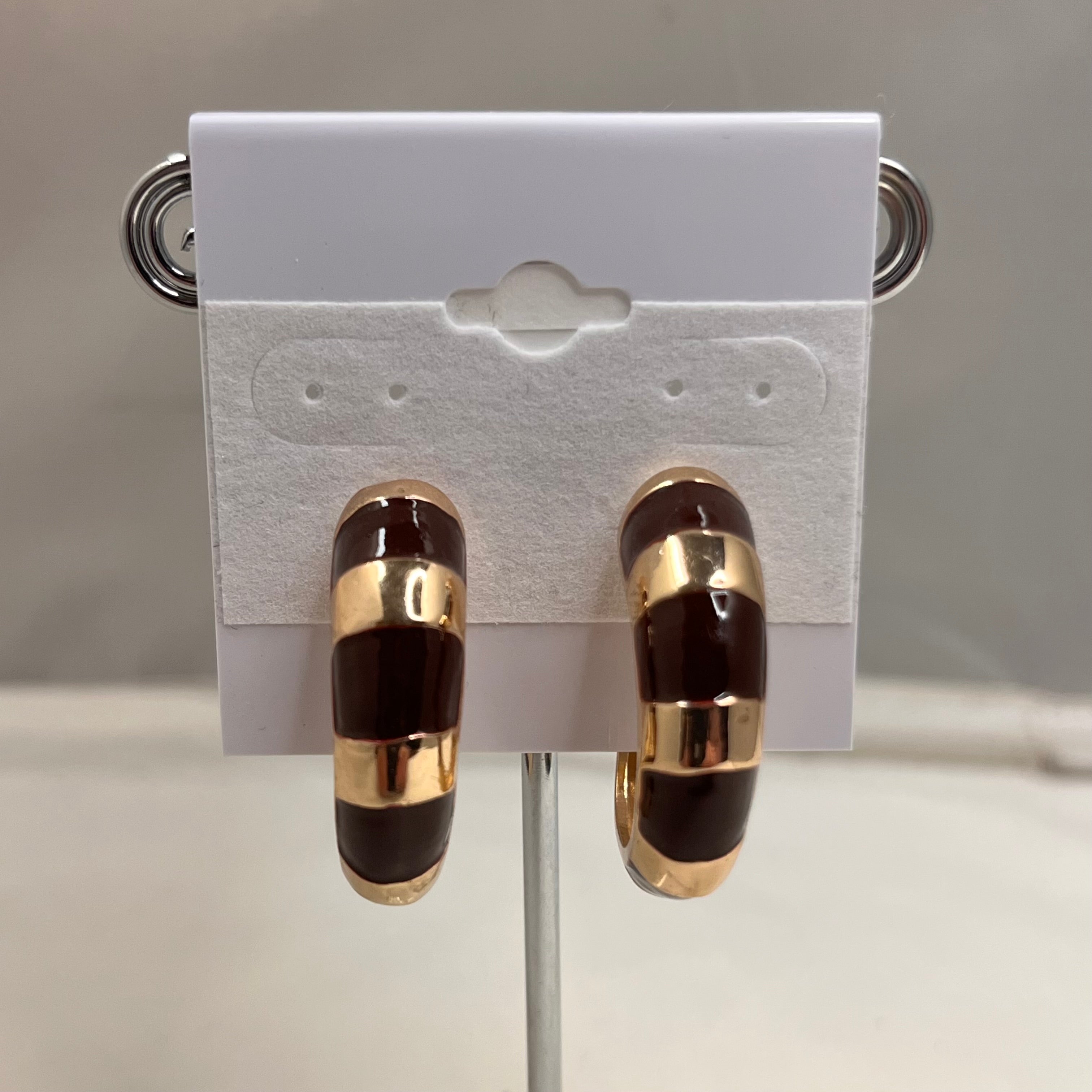 Earrings Burgundy Enamel Hoop