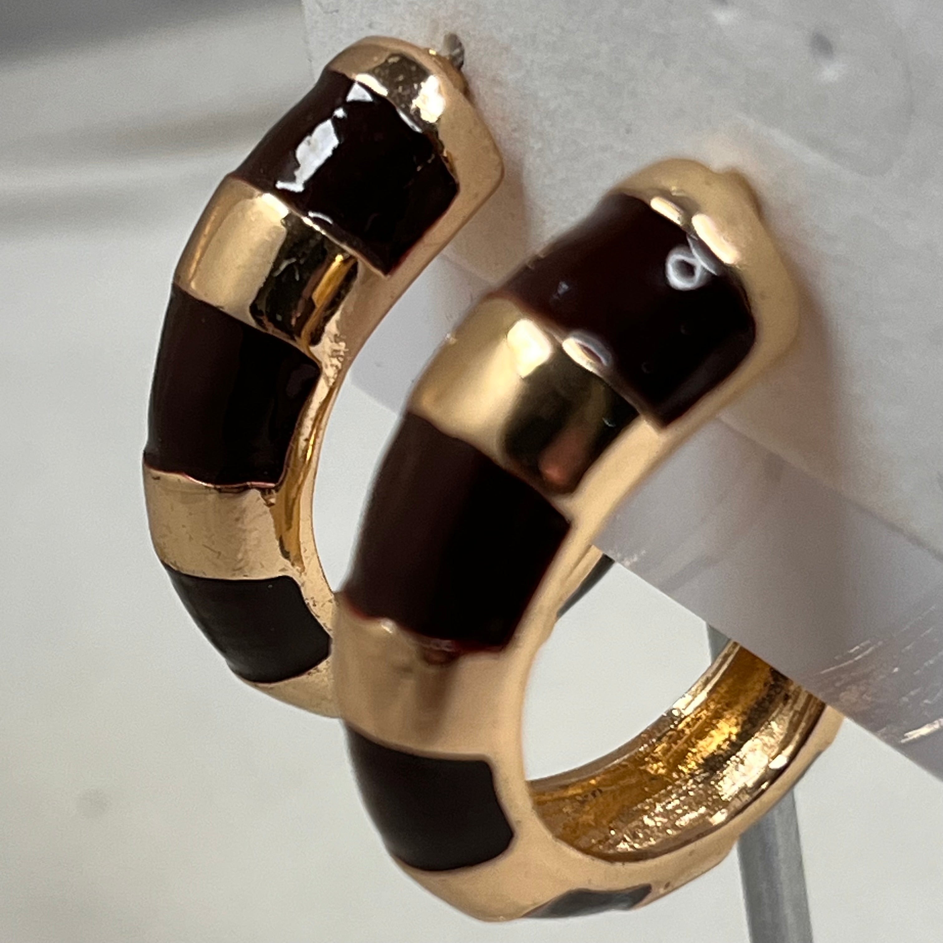 Earrings Burgundy Enamel Hoop