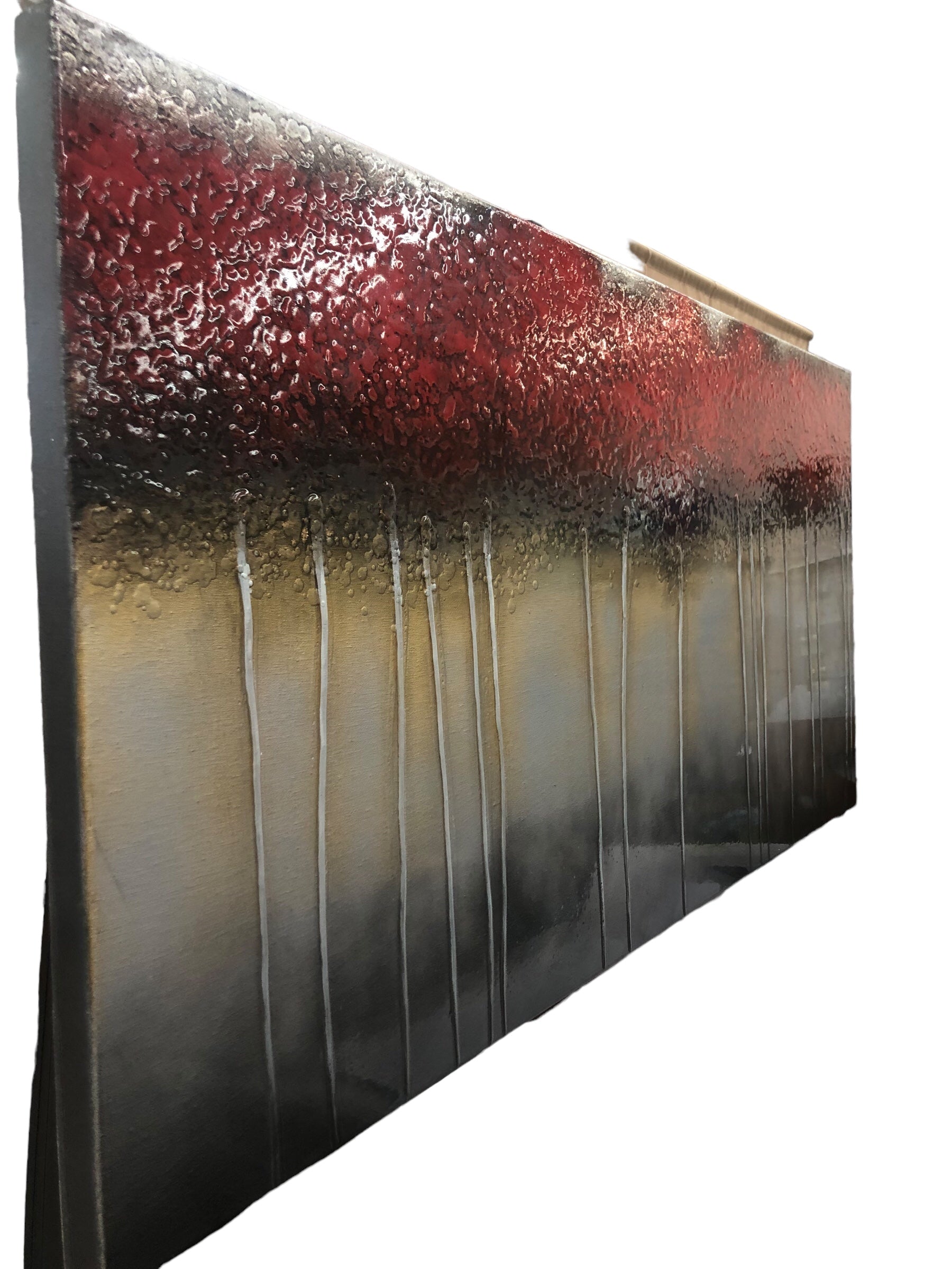 Large Silver and Red Canvas