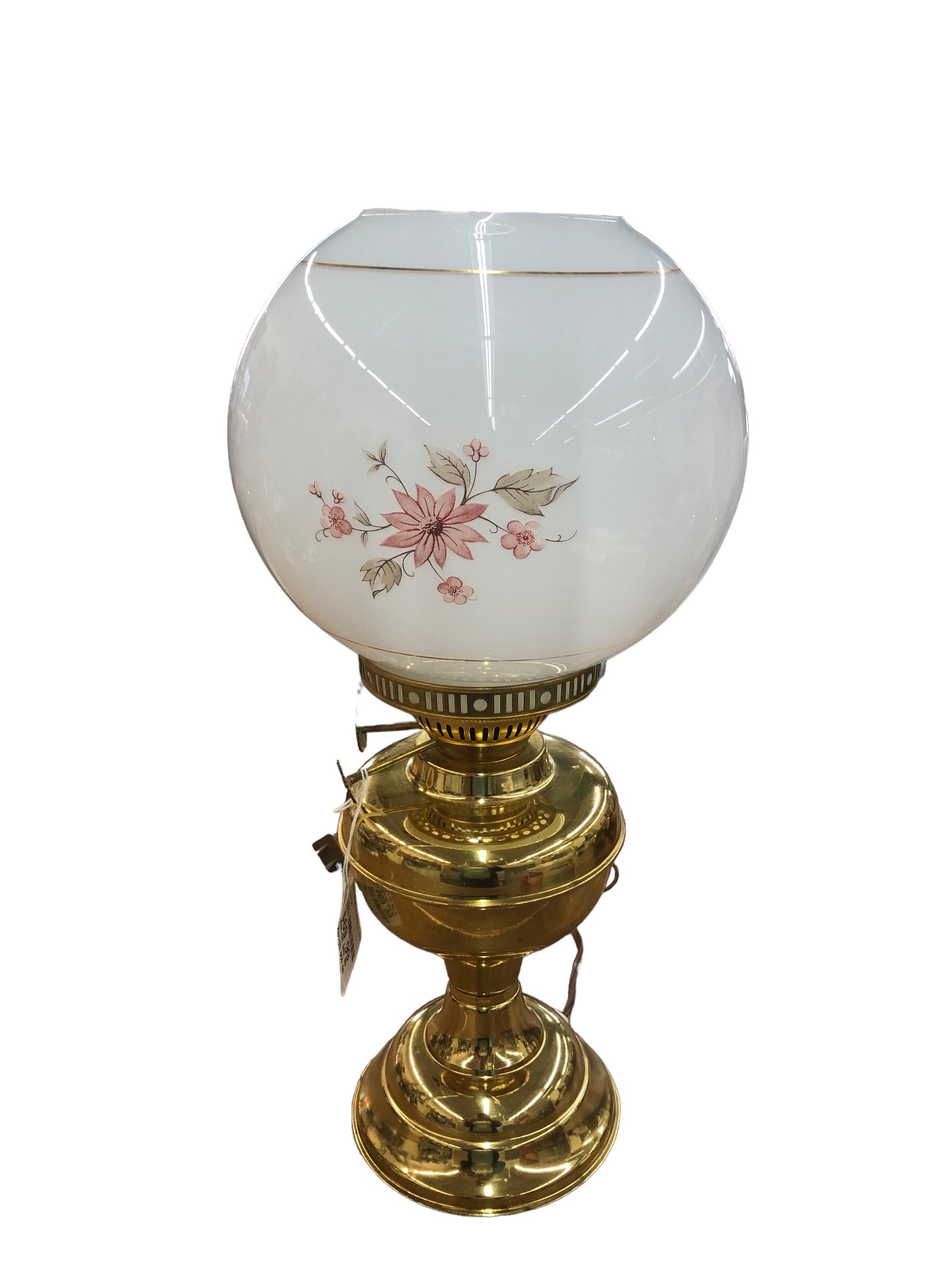 Oil Lamp /Electric with brass and glass