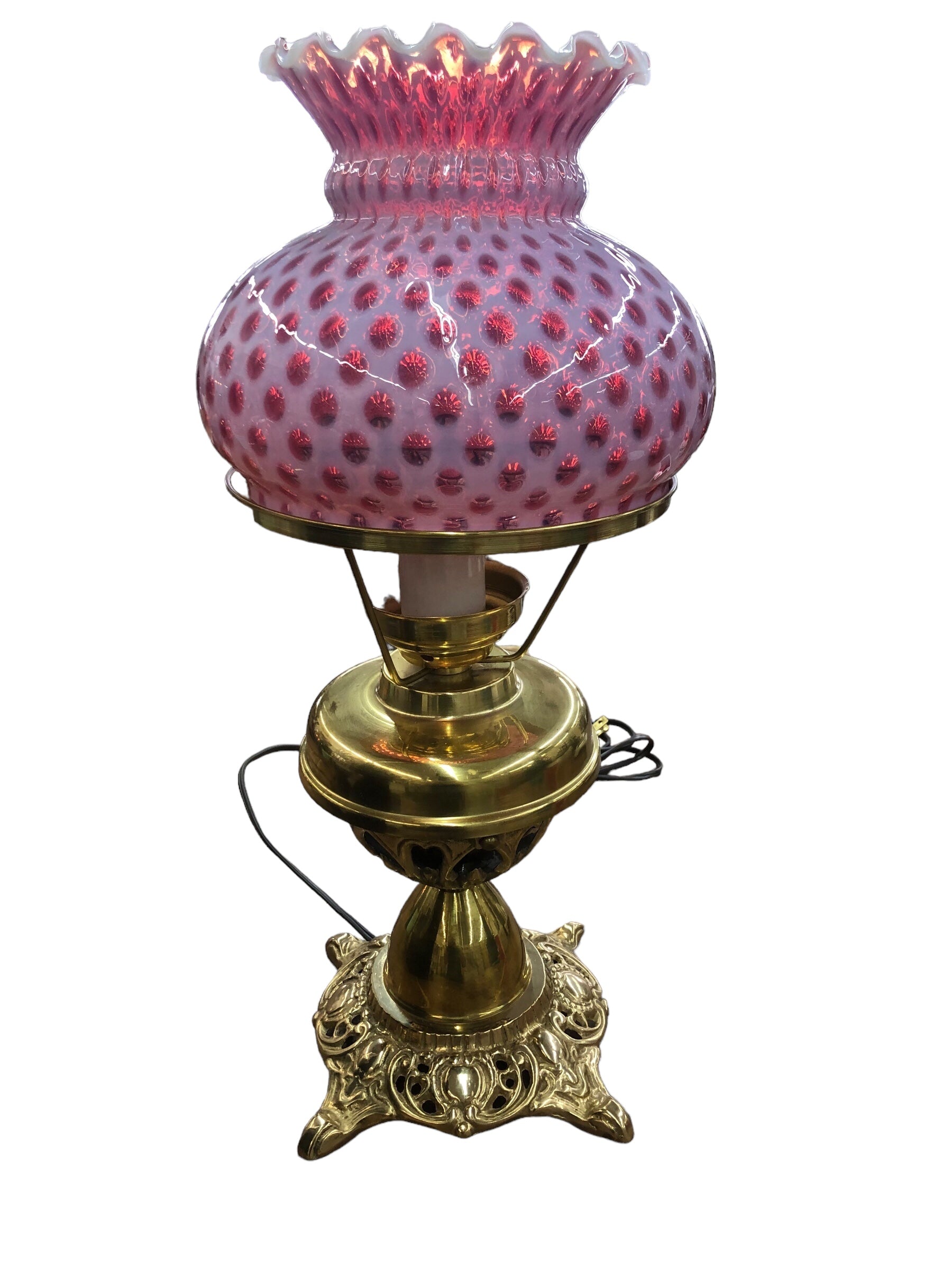 Cranberry/Brass Lamp