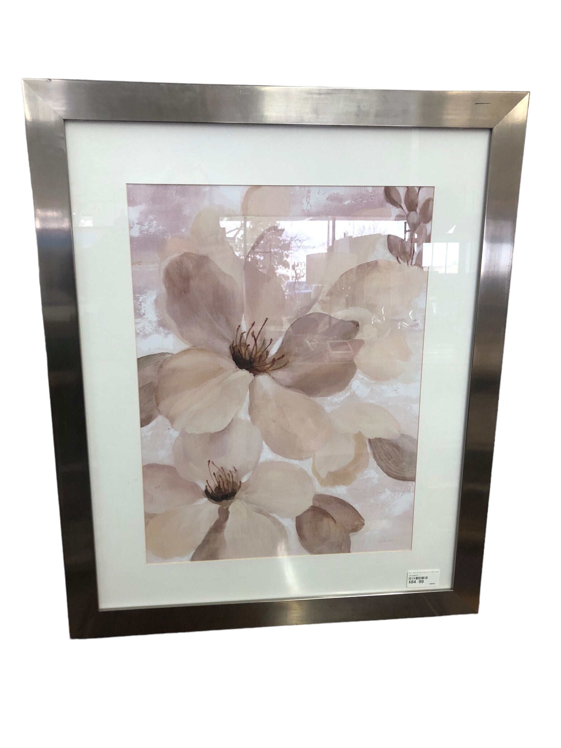 Soft Pale Pink Flowers/Silver Frame