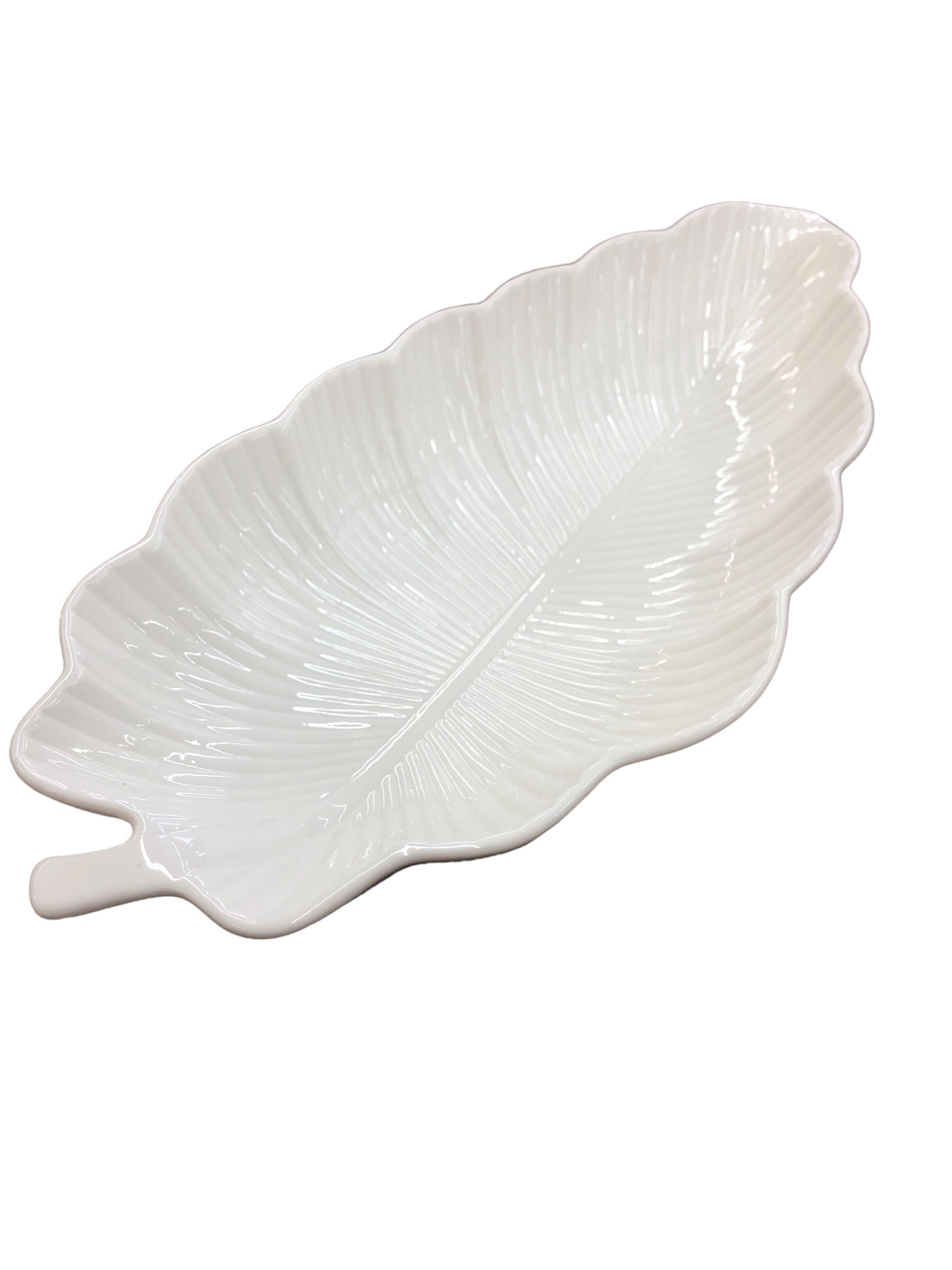 White Ceramic Leaf Dish