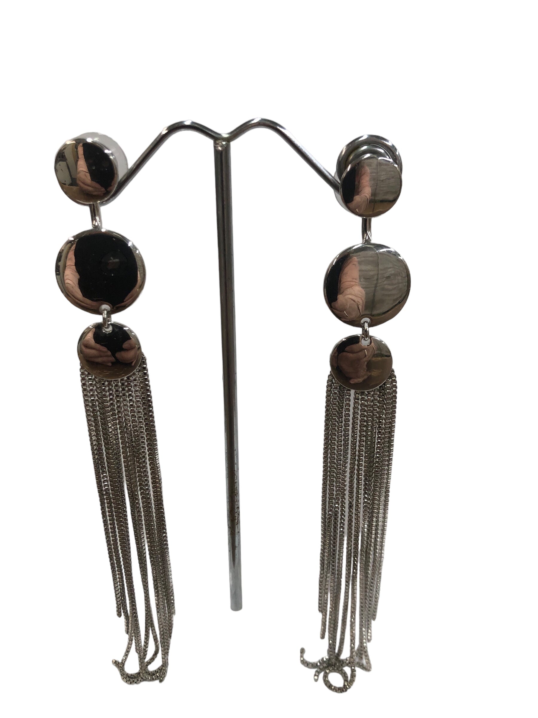 Silver studs with fringe