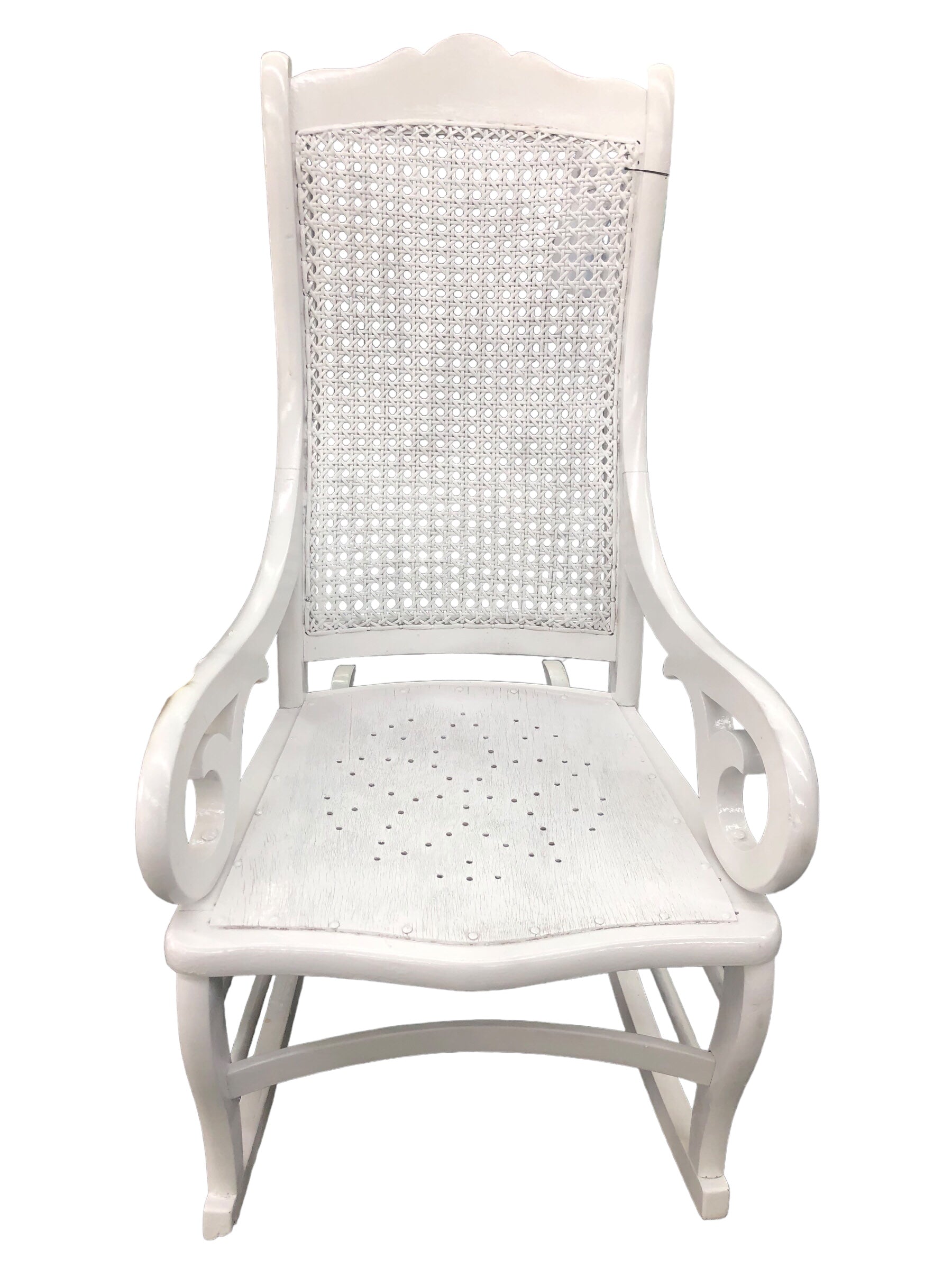 White Rocking Chair with Caning