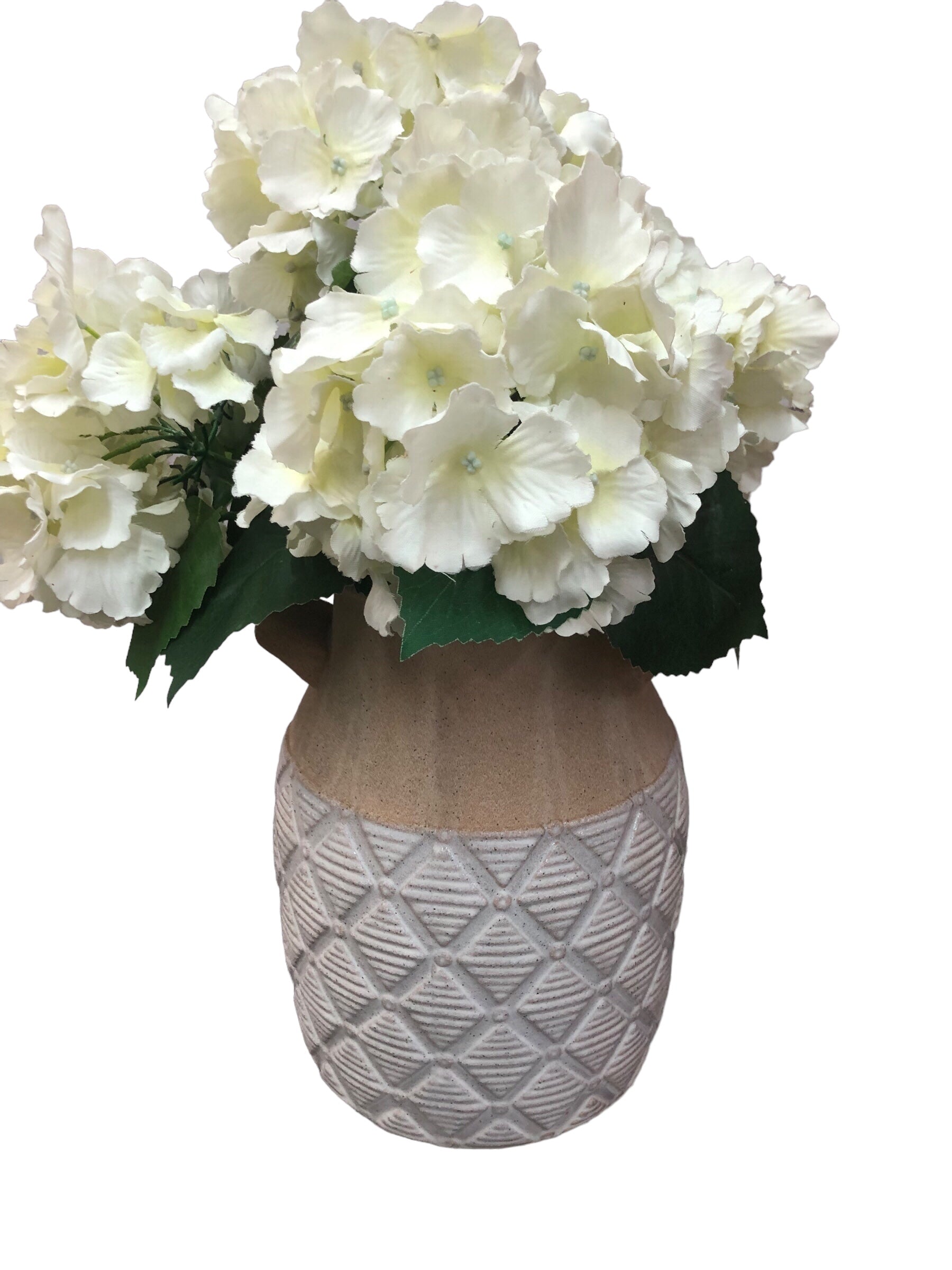 Cream Pot with Faux Flowers
