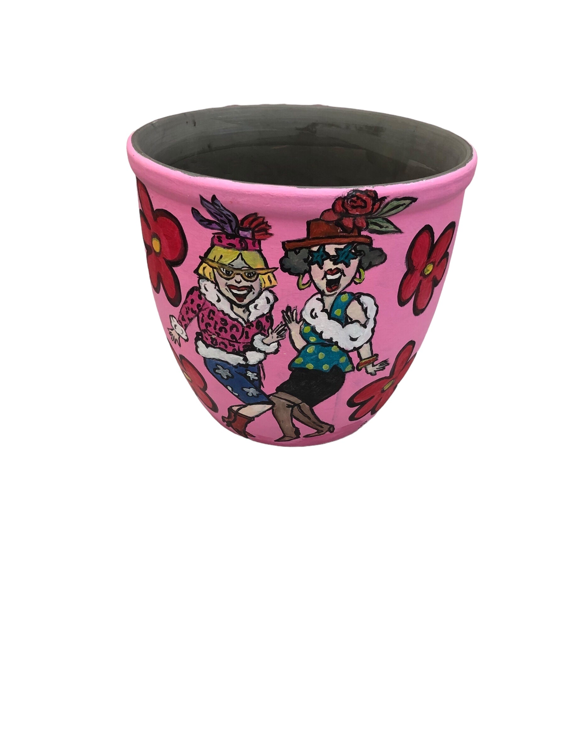 Handpainted Pot with Ladies