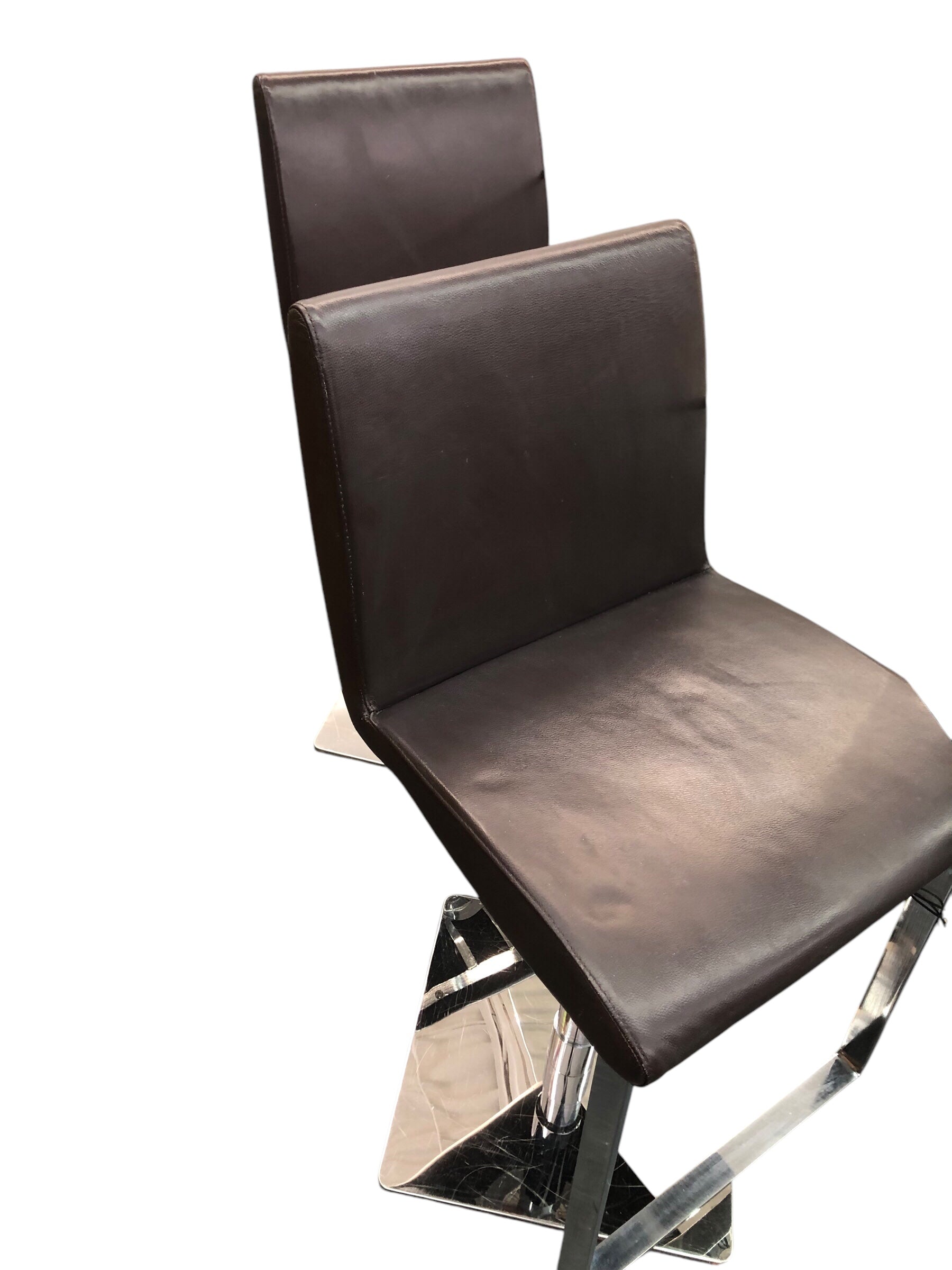 Adj Bar Stools / Brown Faux Leather