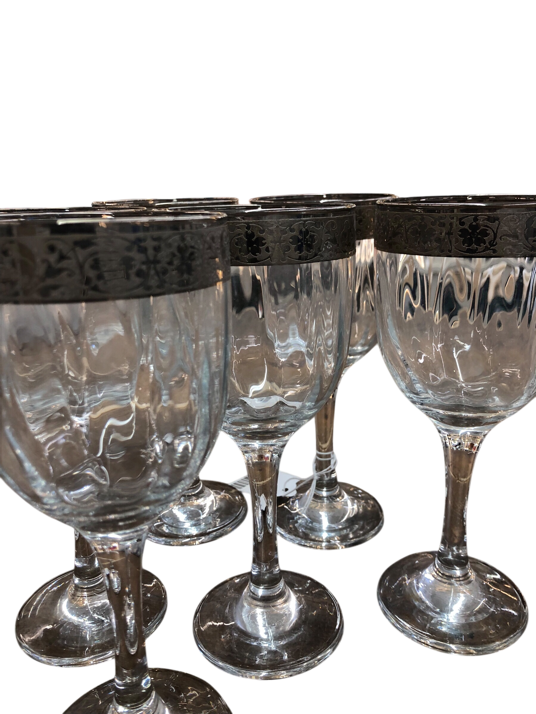 Wine Glasses with silver Rim /set of 6