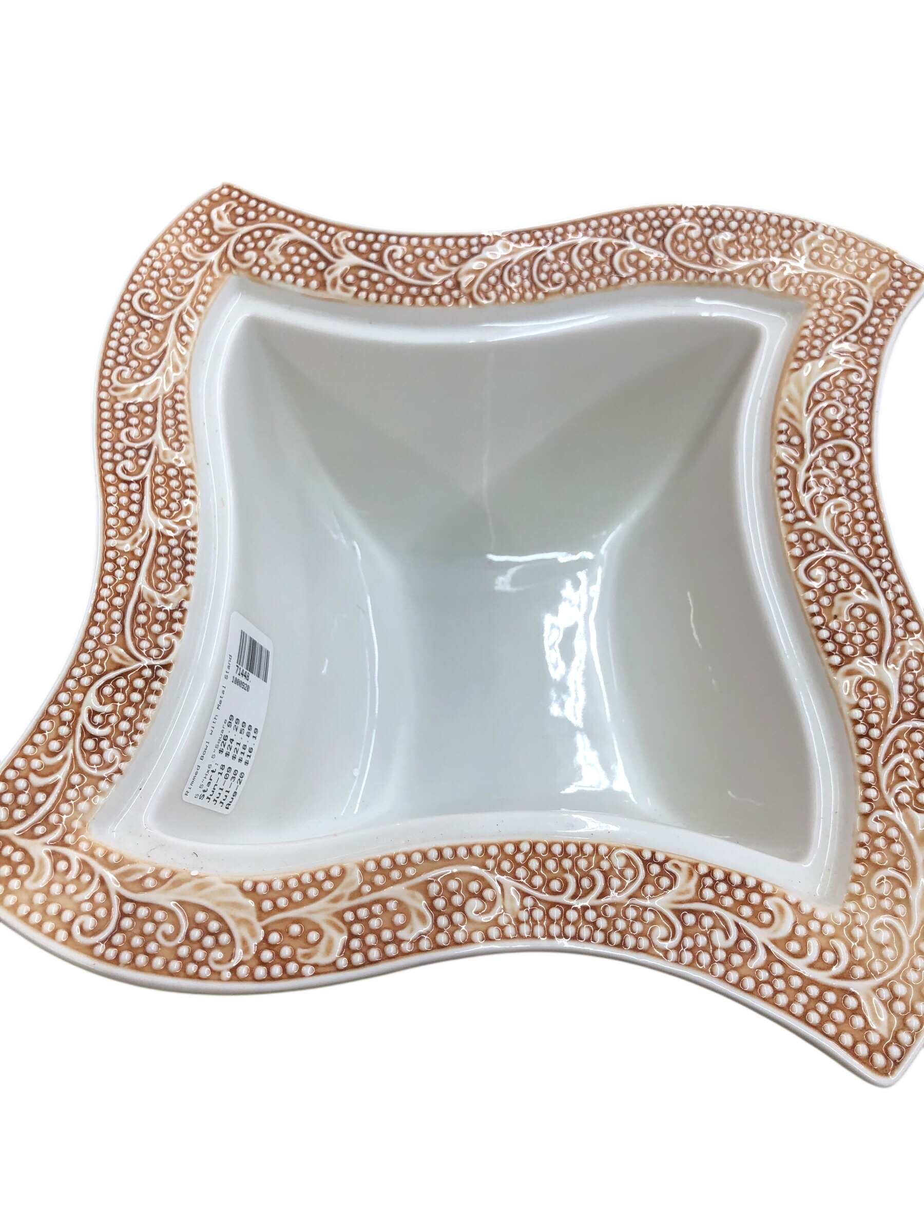 Rimmed Bowl with Metal Stand