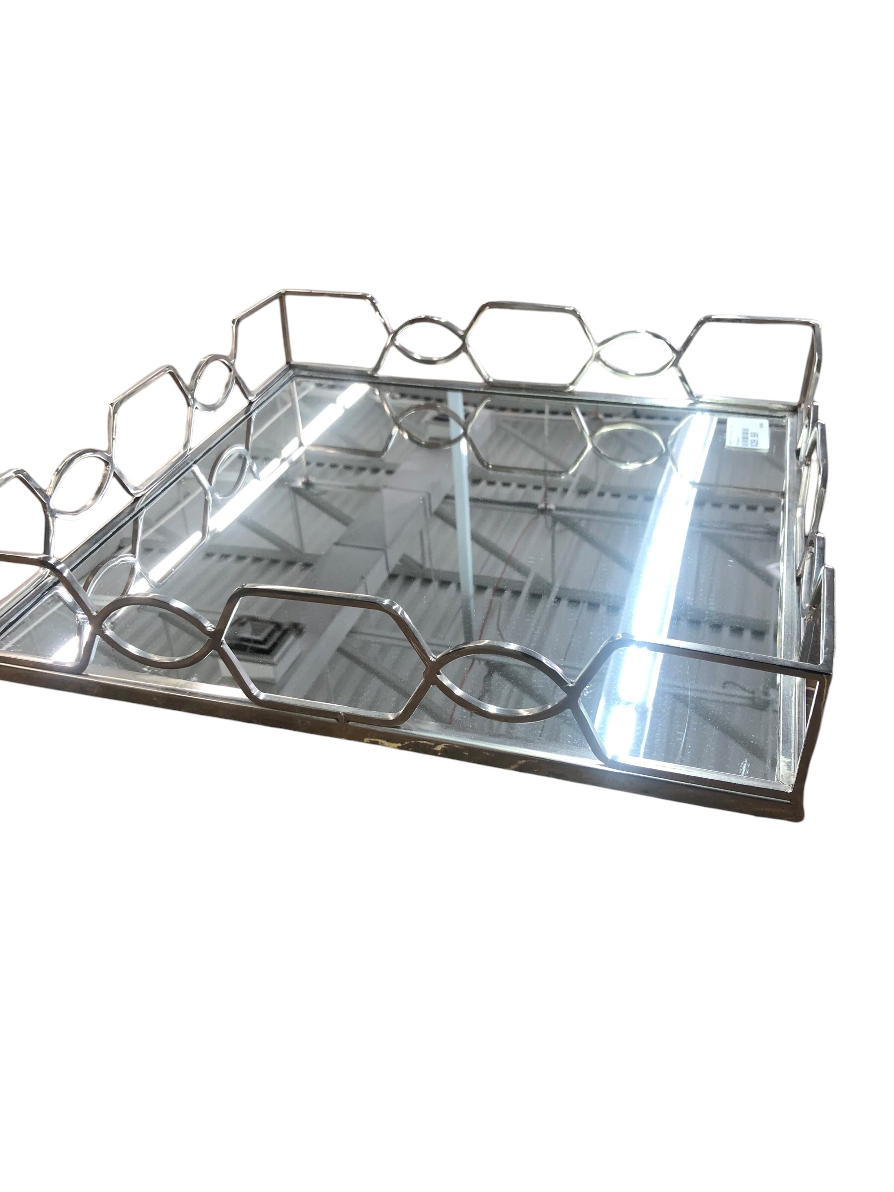 Square silver/mirror tray