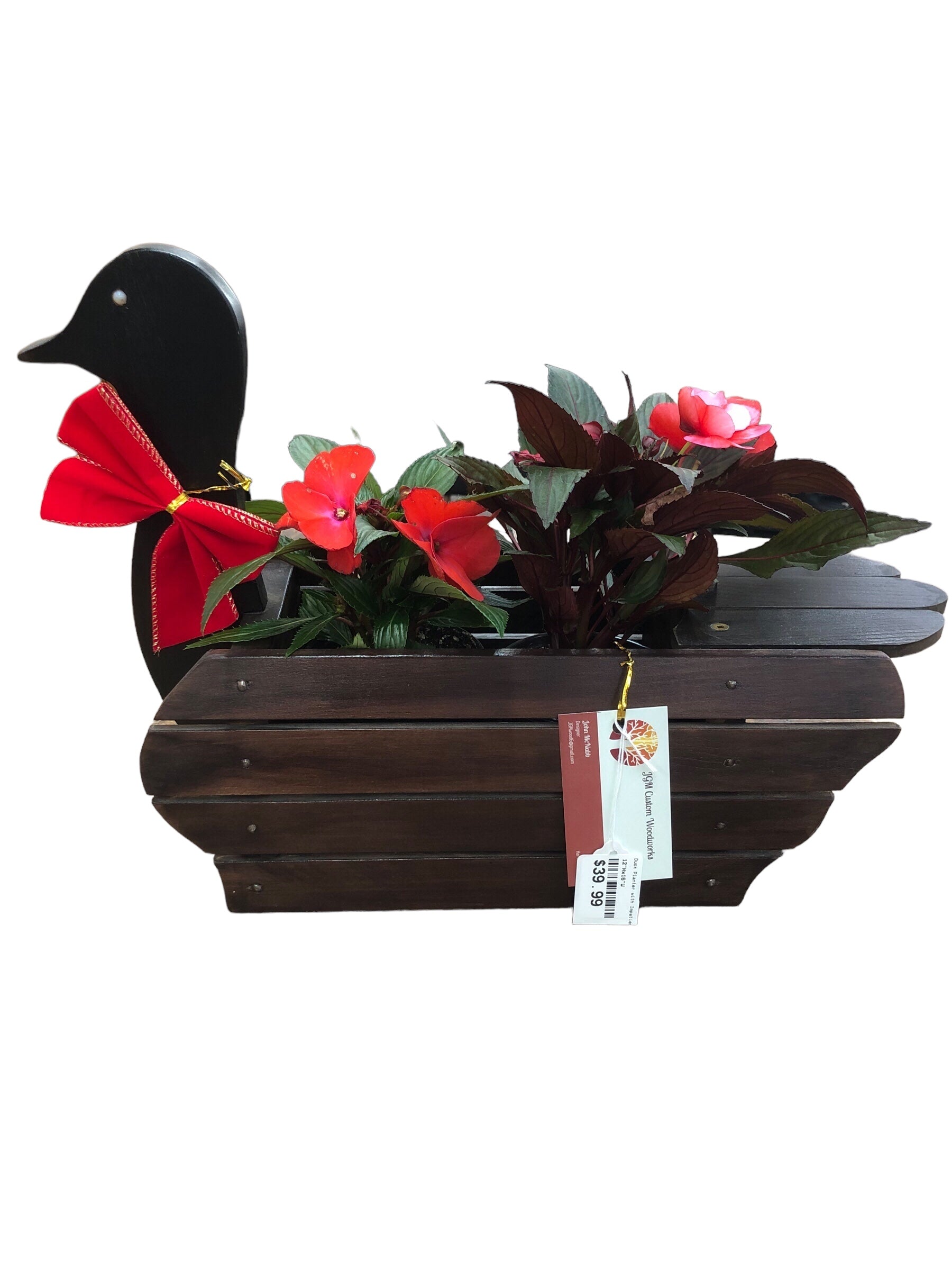 Duck Planter with Impatiens