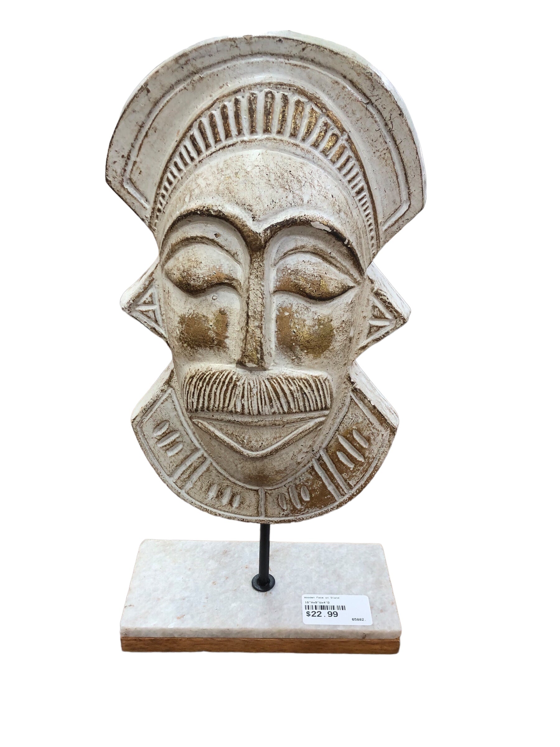 Wooden Face on Stand