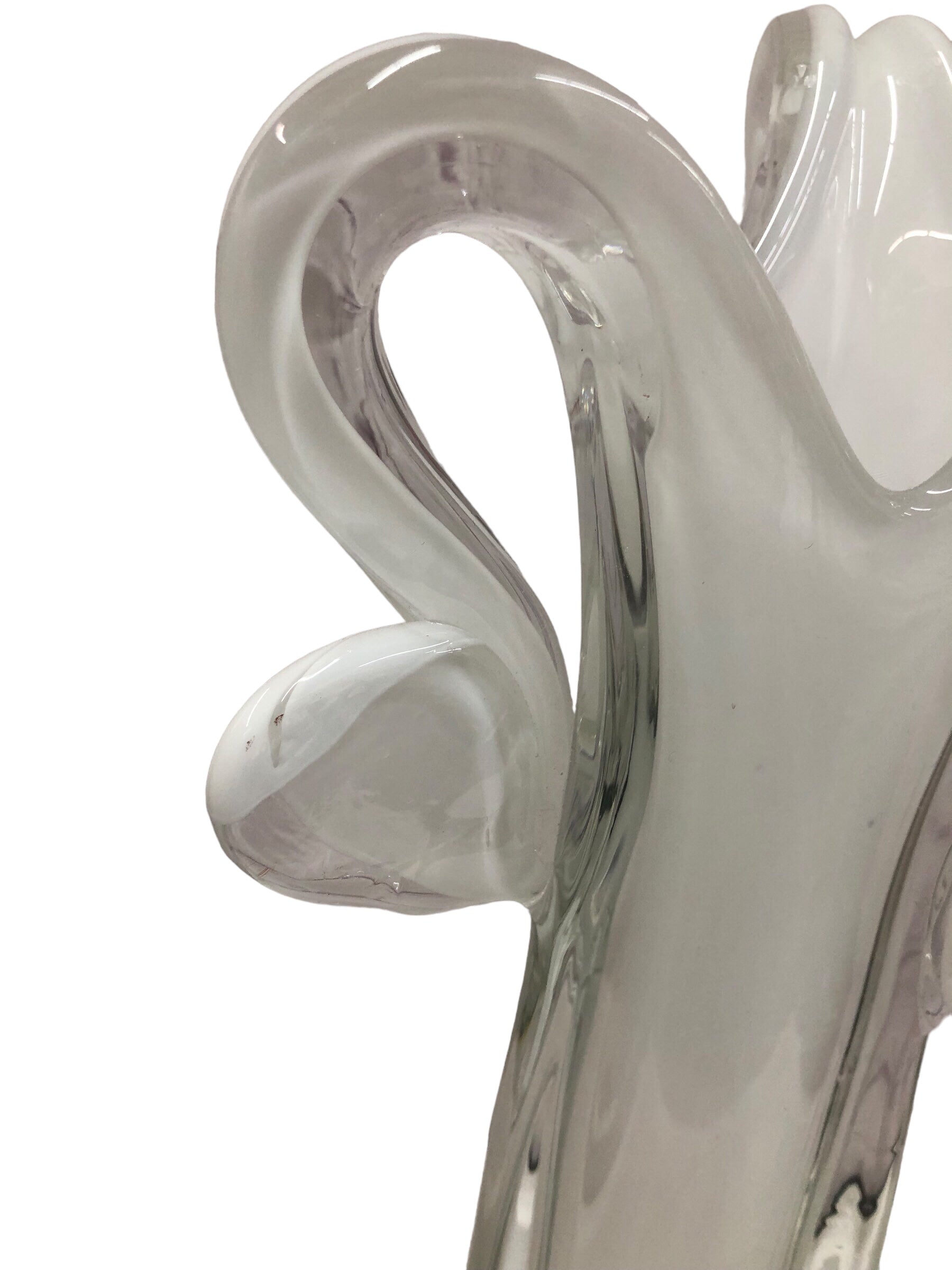 White Glass Vase with Design