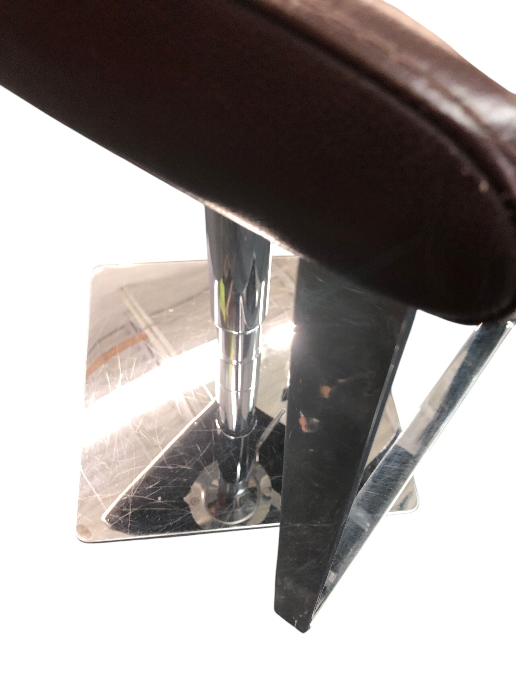 Adj Bar Stools / Brown Faux Leather