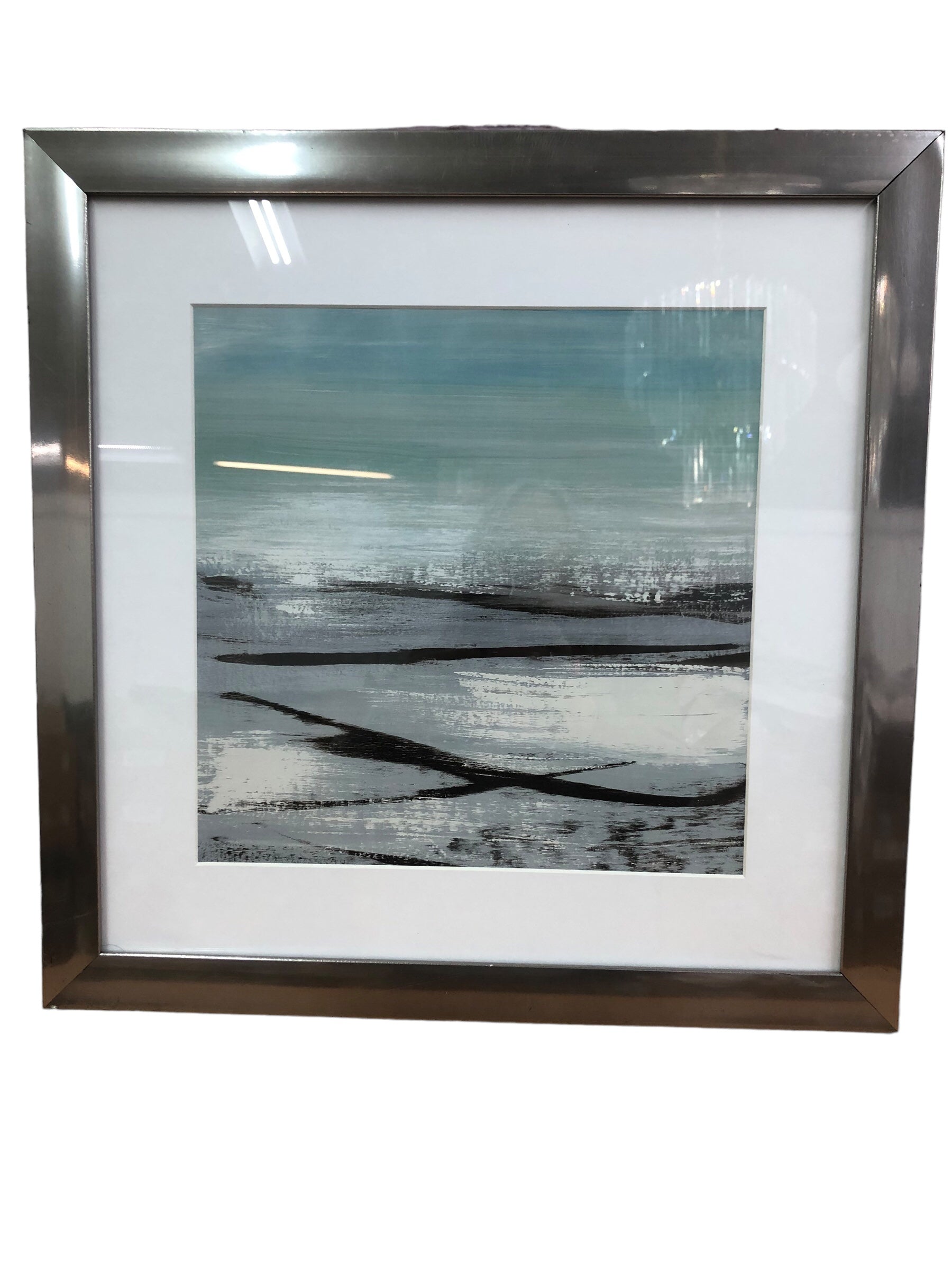 Soft Green Abstract/silver frame