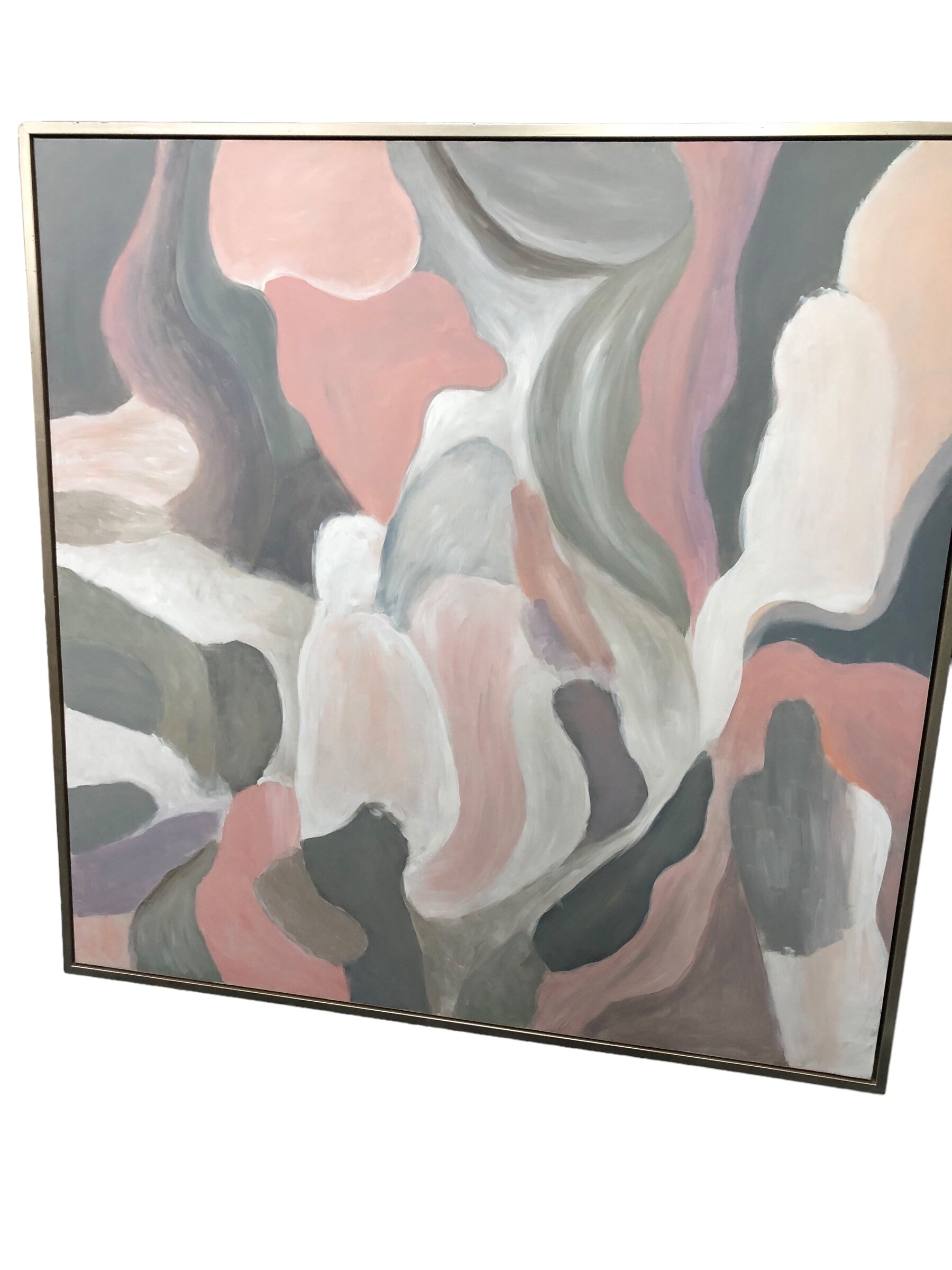 Salmon/Grey/White Abstract Print