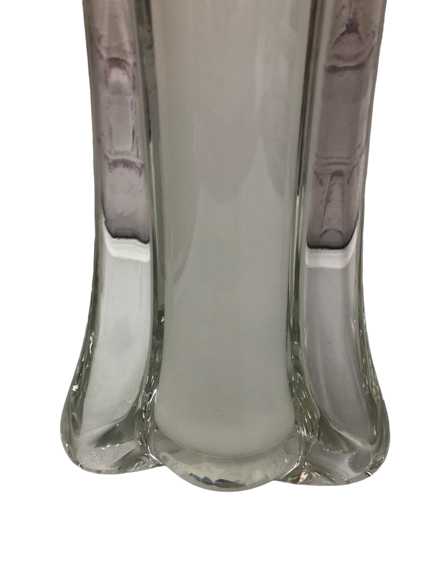 White Glass Vase with Design