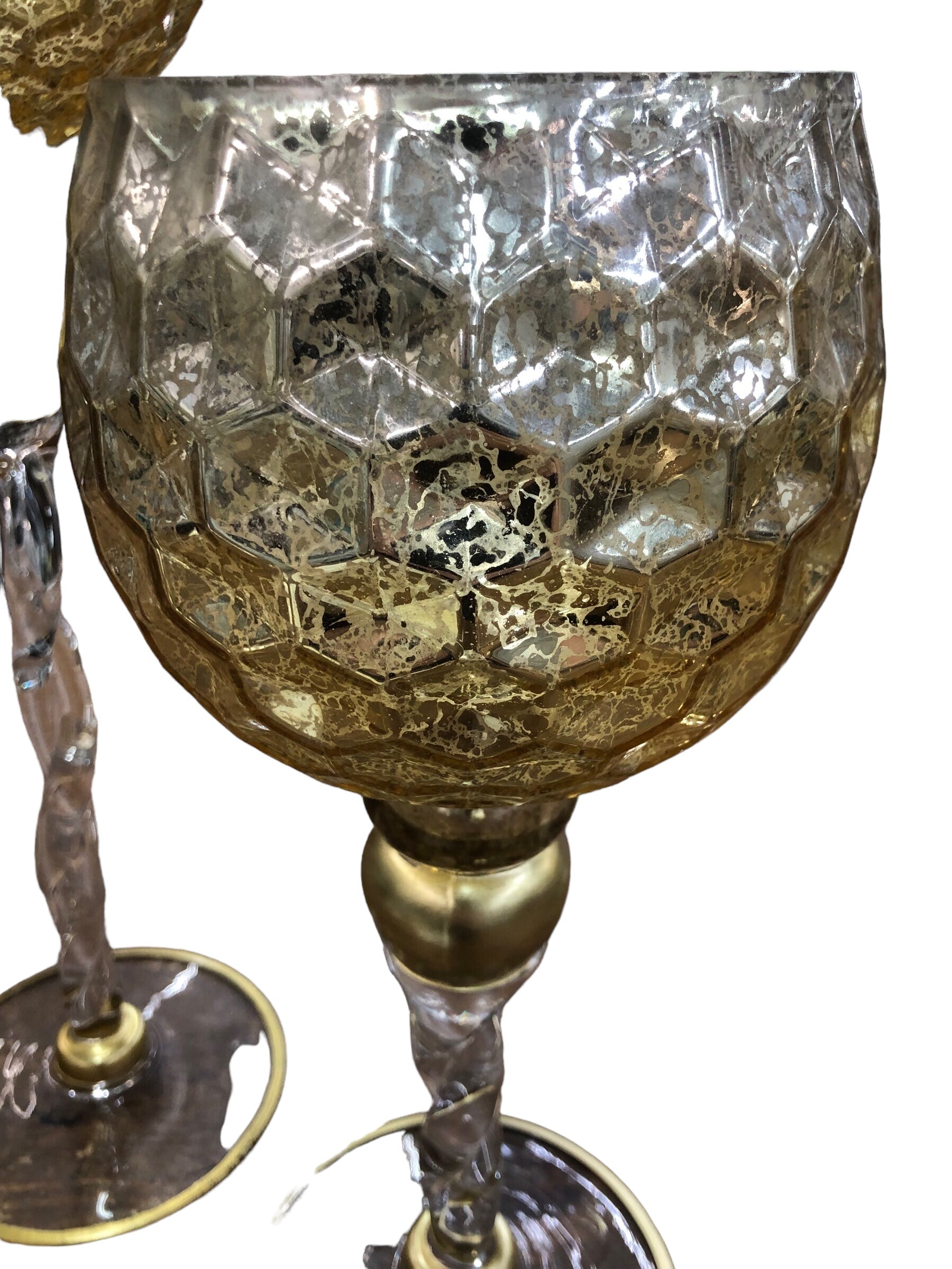 Glass and Gold Candle Holder Set/2