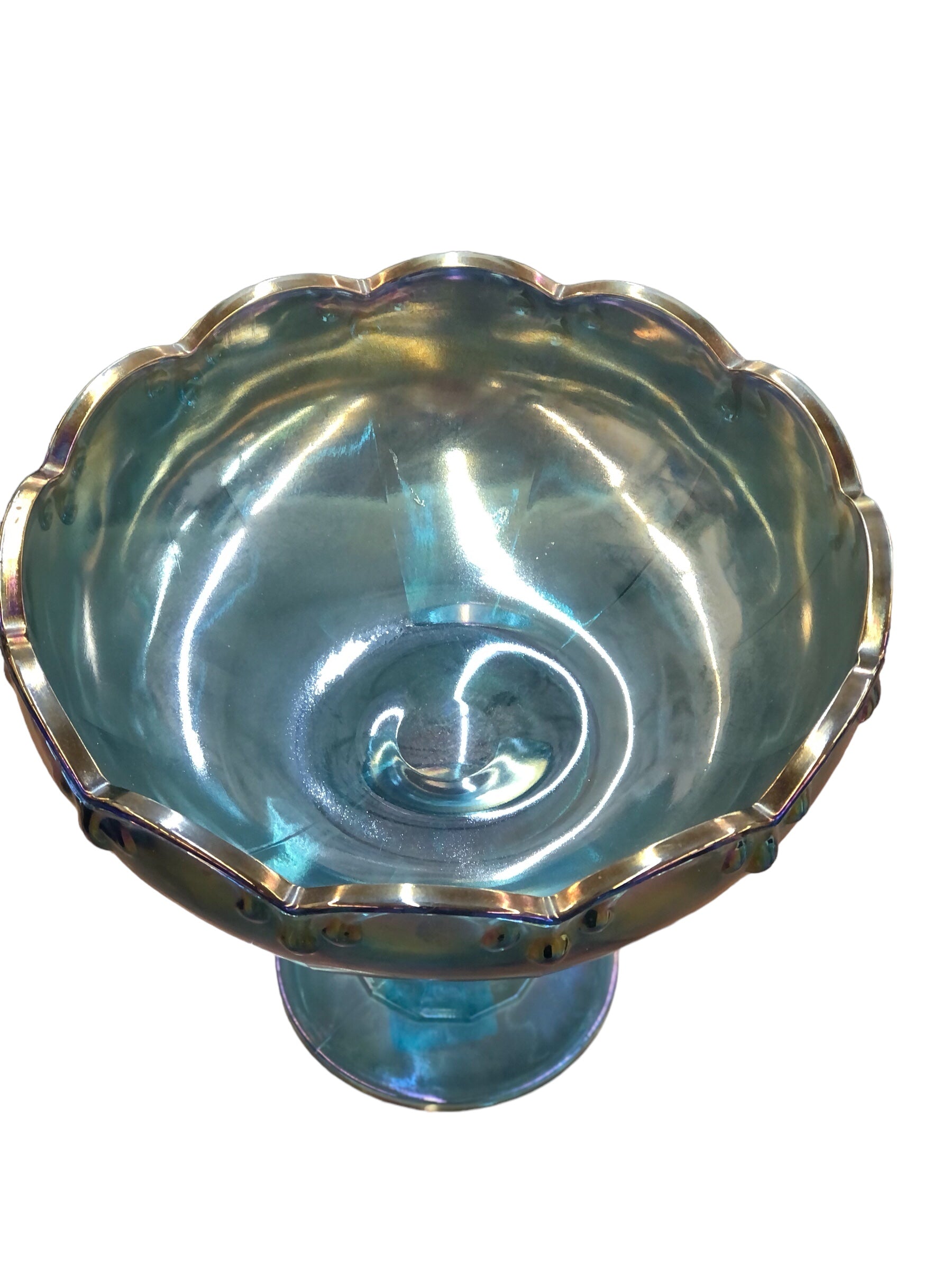 Carnival Glass Compote Pedestal Bowl