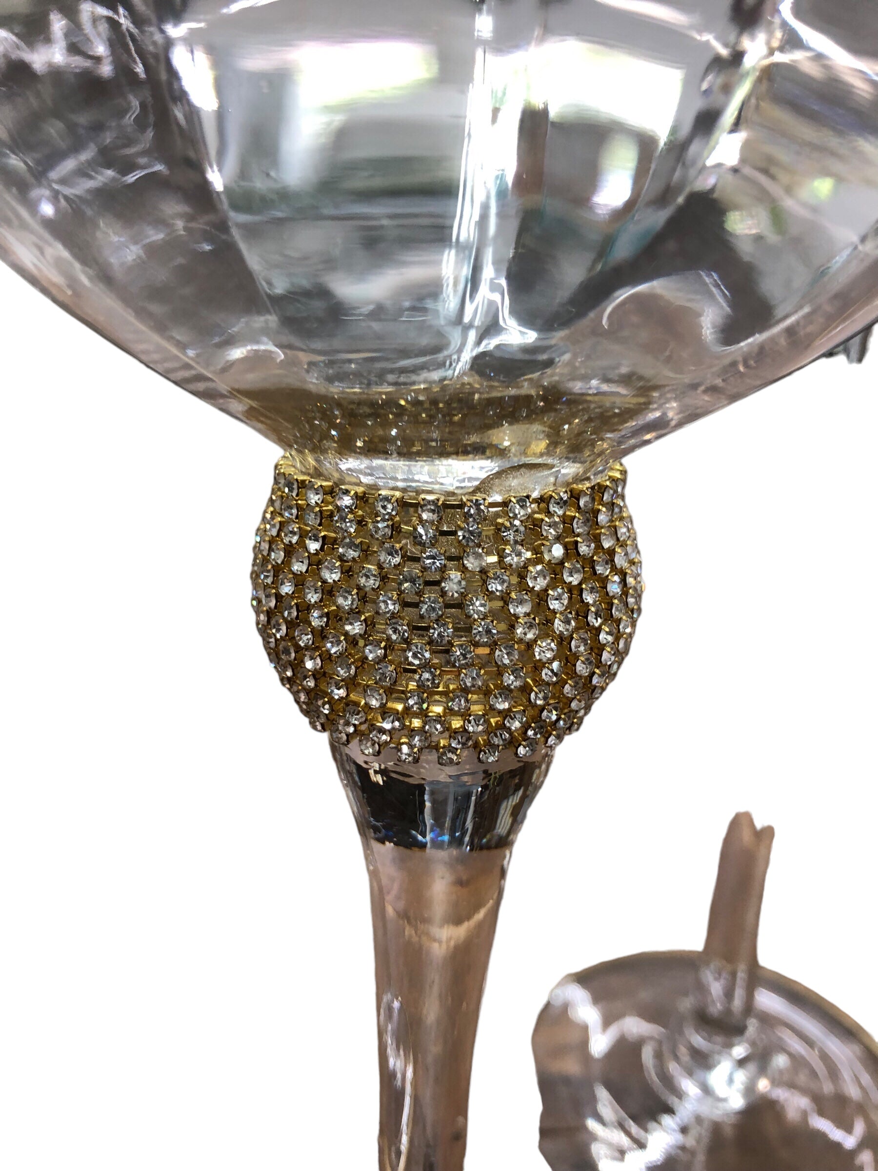 Glass/Gold/Crystal Candle Holder Set/2