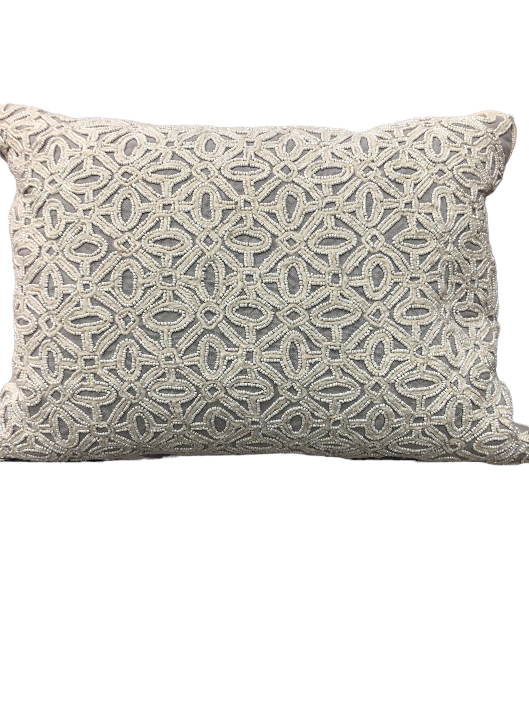 Grey and Beaded Pillow