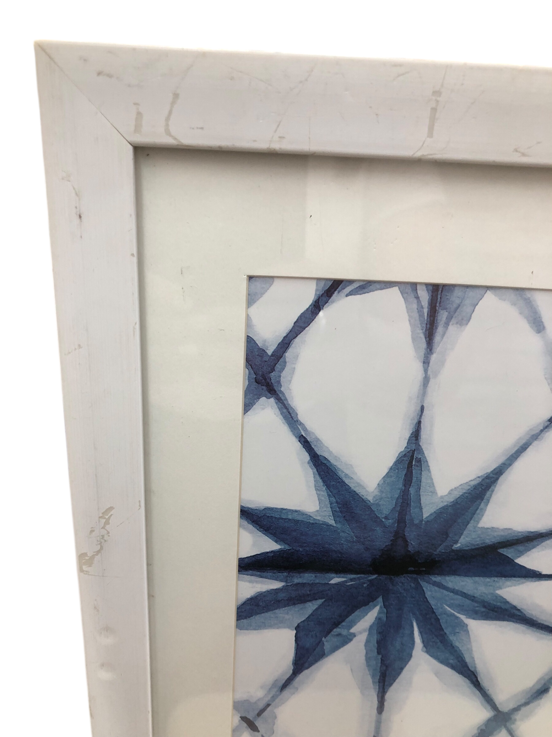 Blue Flowers / Mirror Image with White Frame