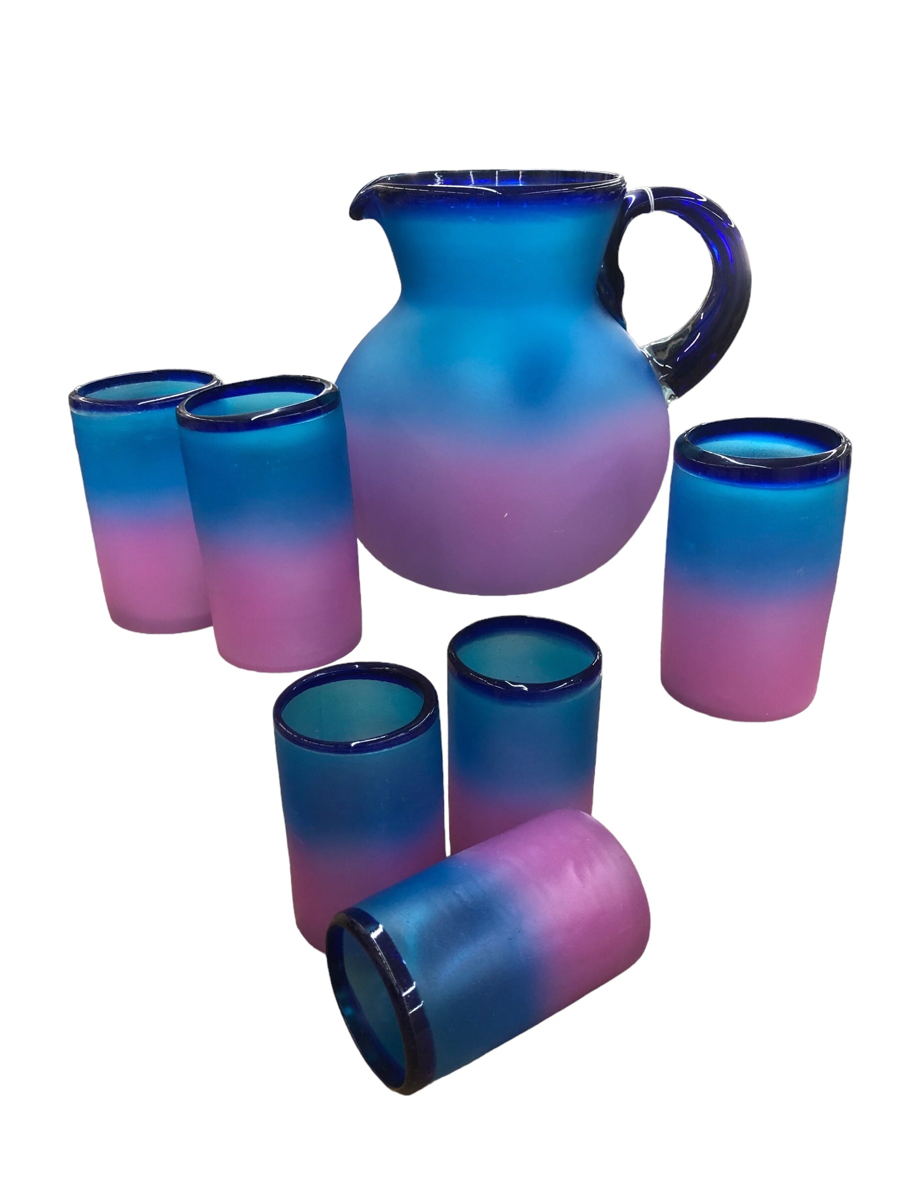 Blue/Purple pitcher and glass set