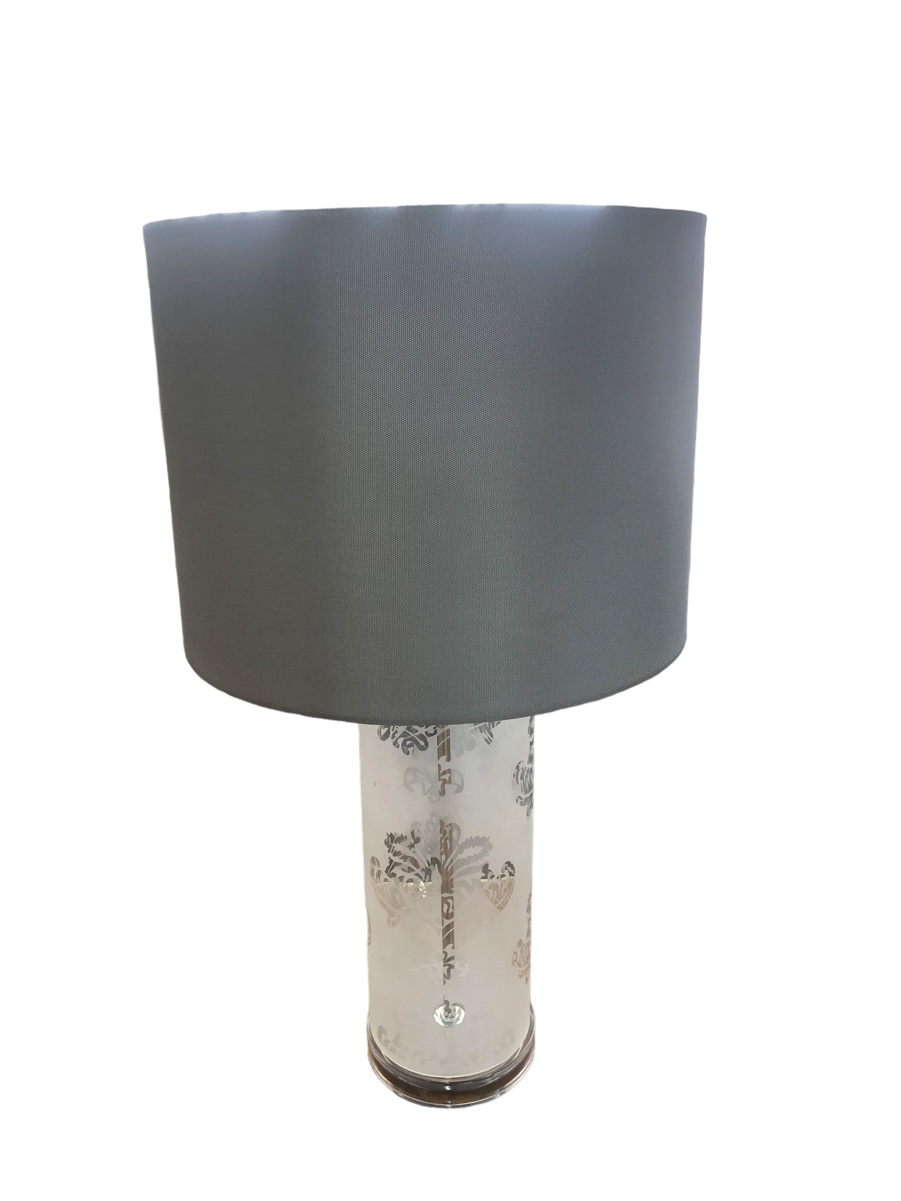 Glass Base Lamp with Grey Shade