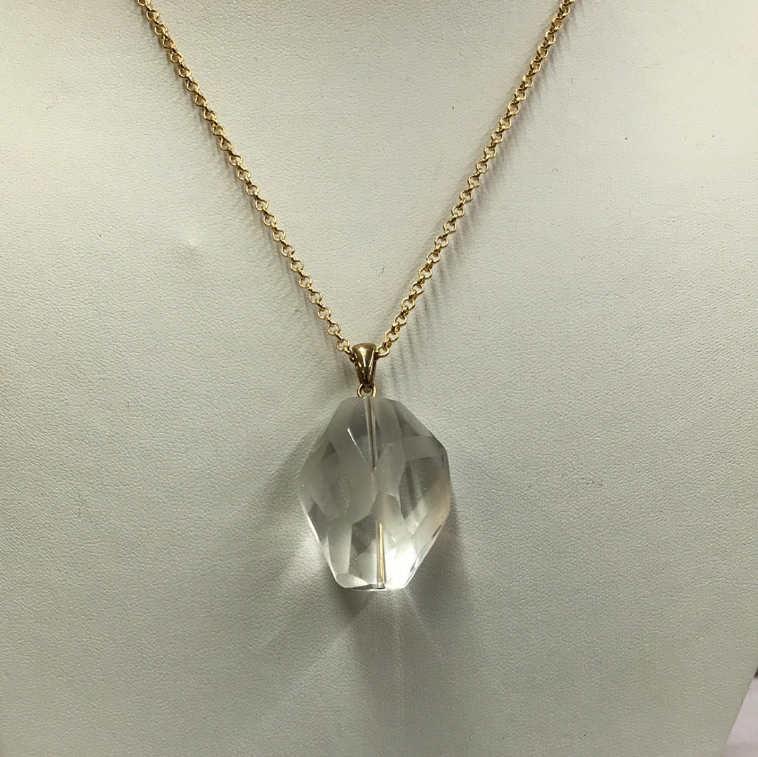 Rock Crystal on Gold Chain necklace