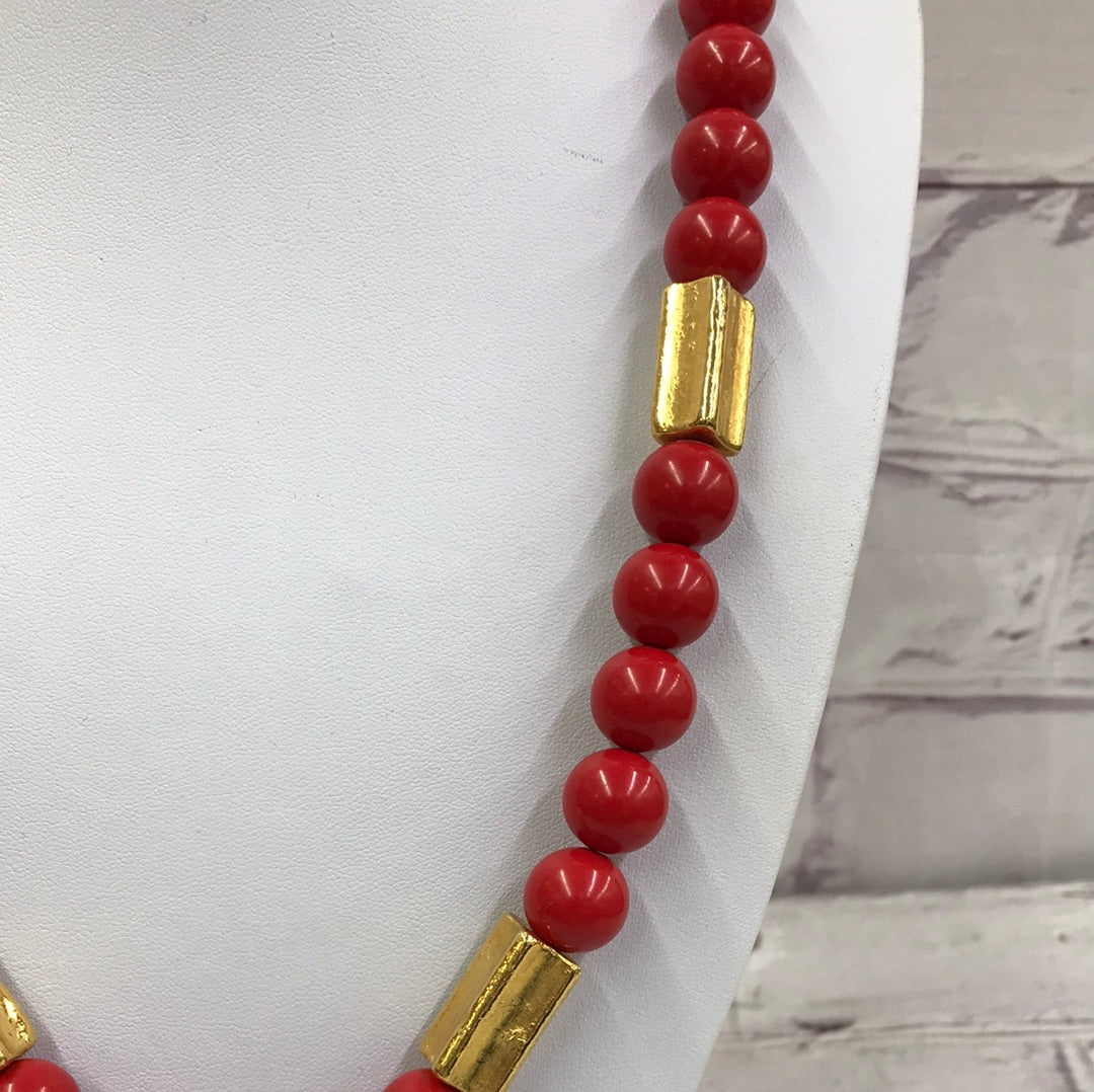 Red/Ant. Gold beads