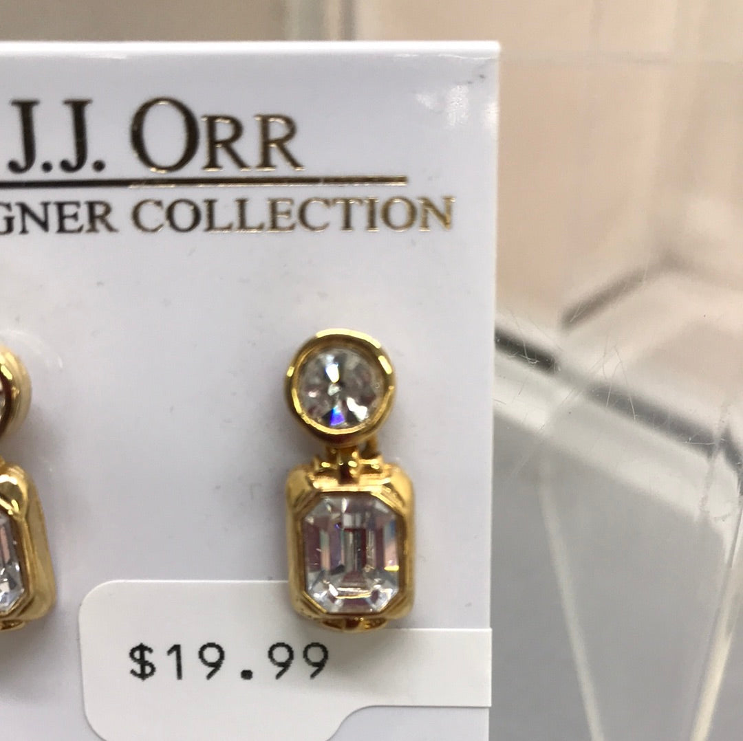 Clear Gem with Gold Earring