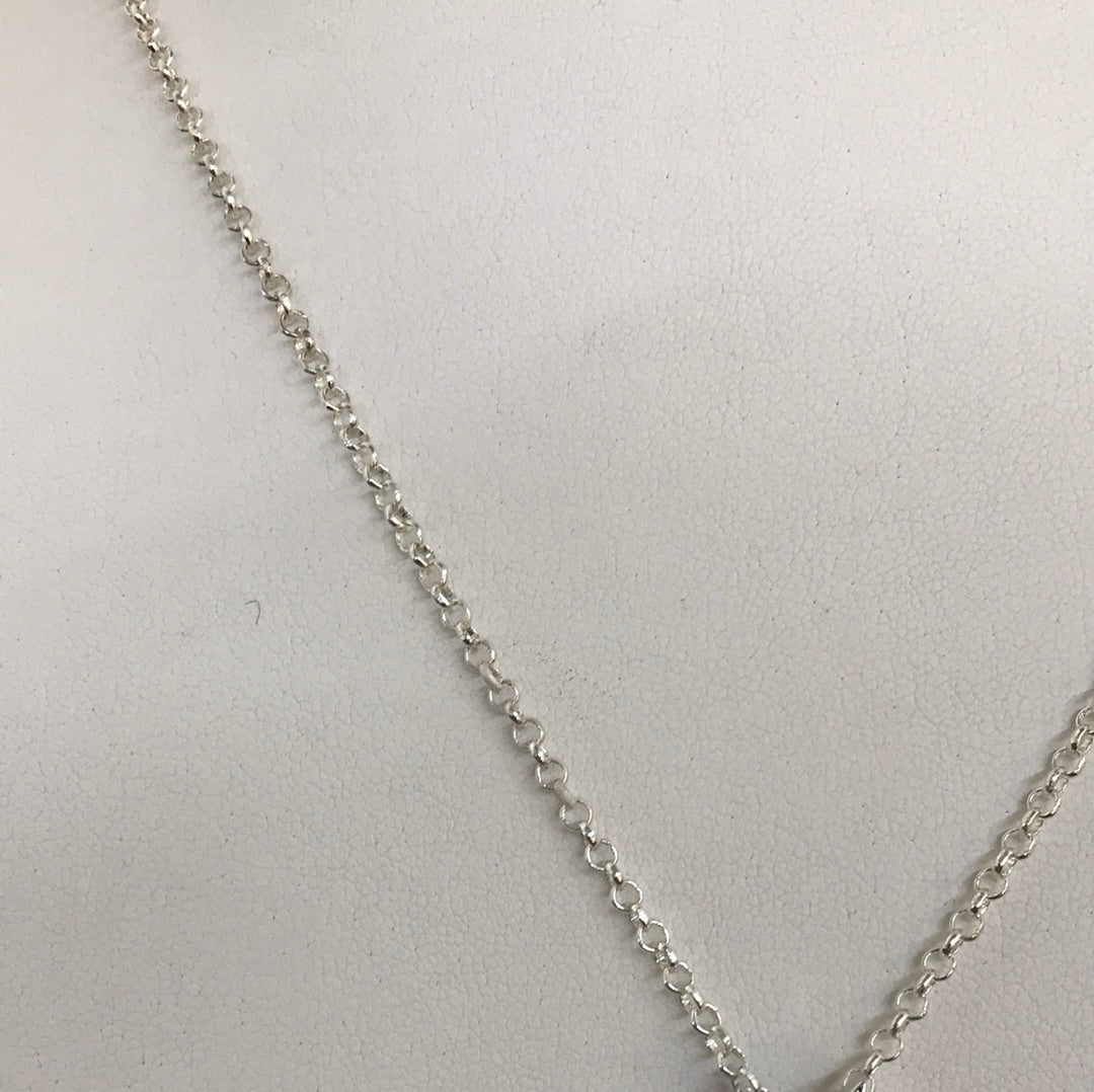 30" Silver Plated Chain with Cubic Zirconia pendant
