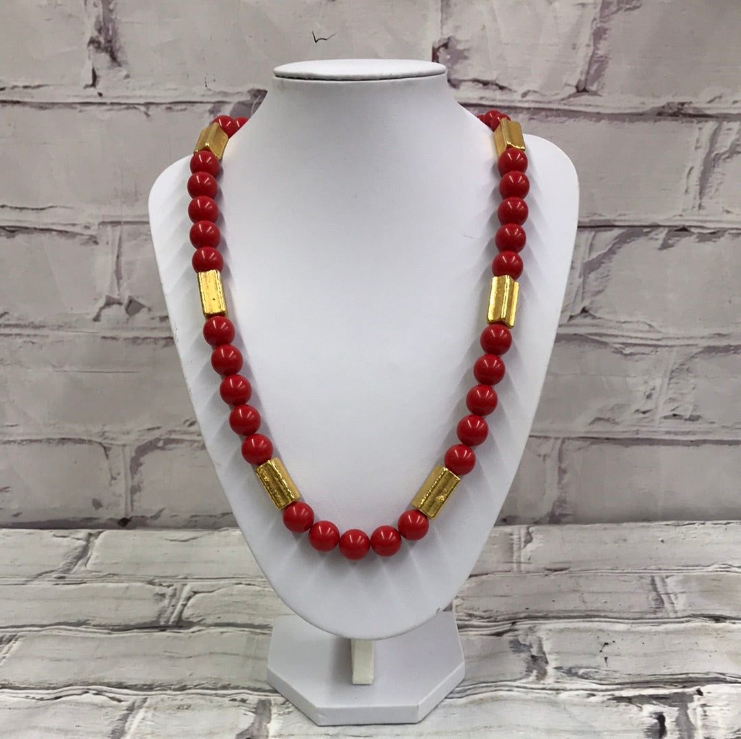 Red/Ant. Gold beads