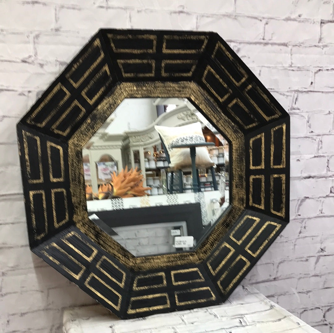 Wooden Hexagon Mirror