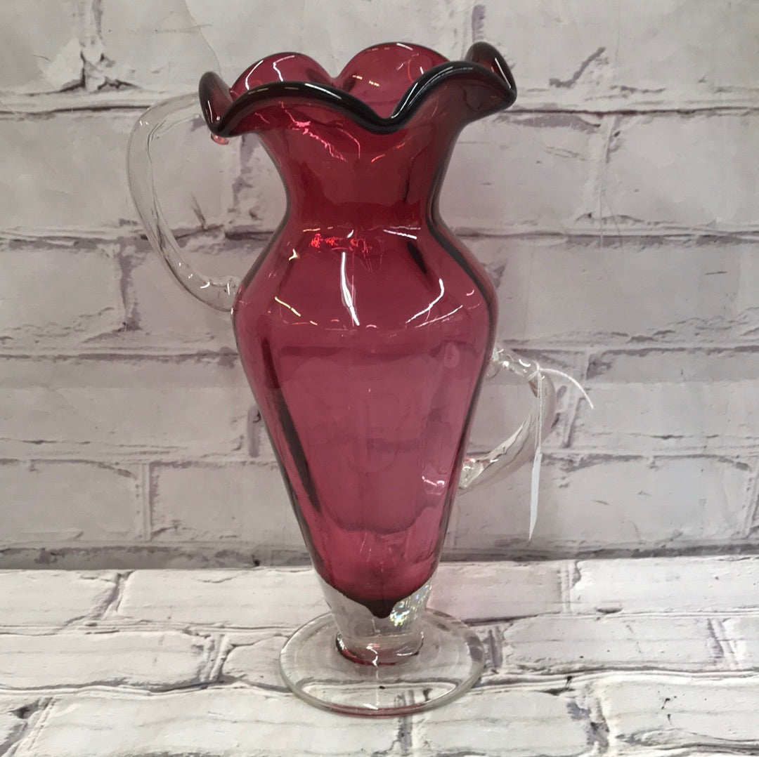 Cranberry Vase with handles