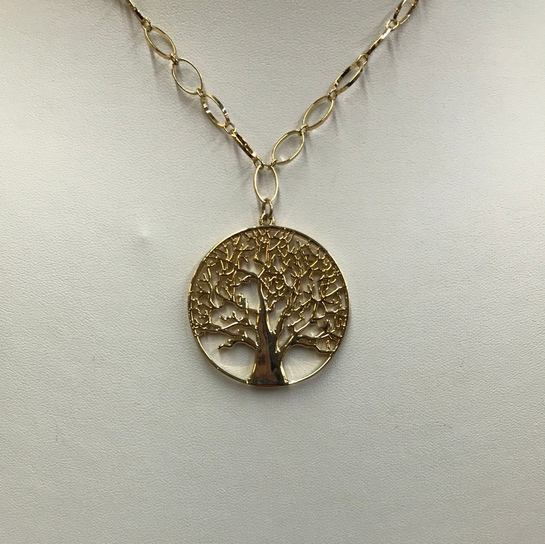 Tree of Life 16kt gold plate necklace