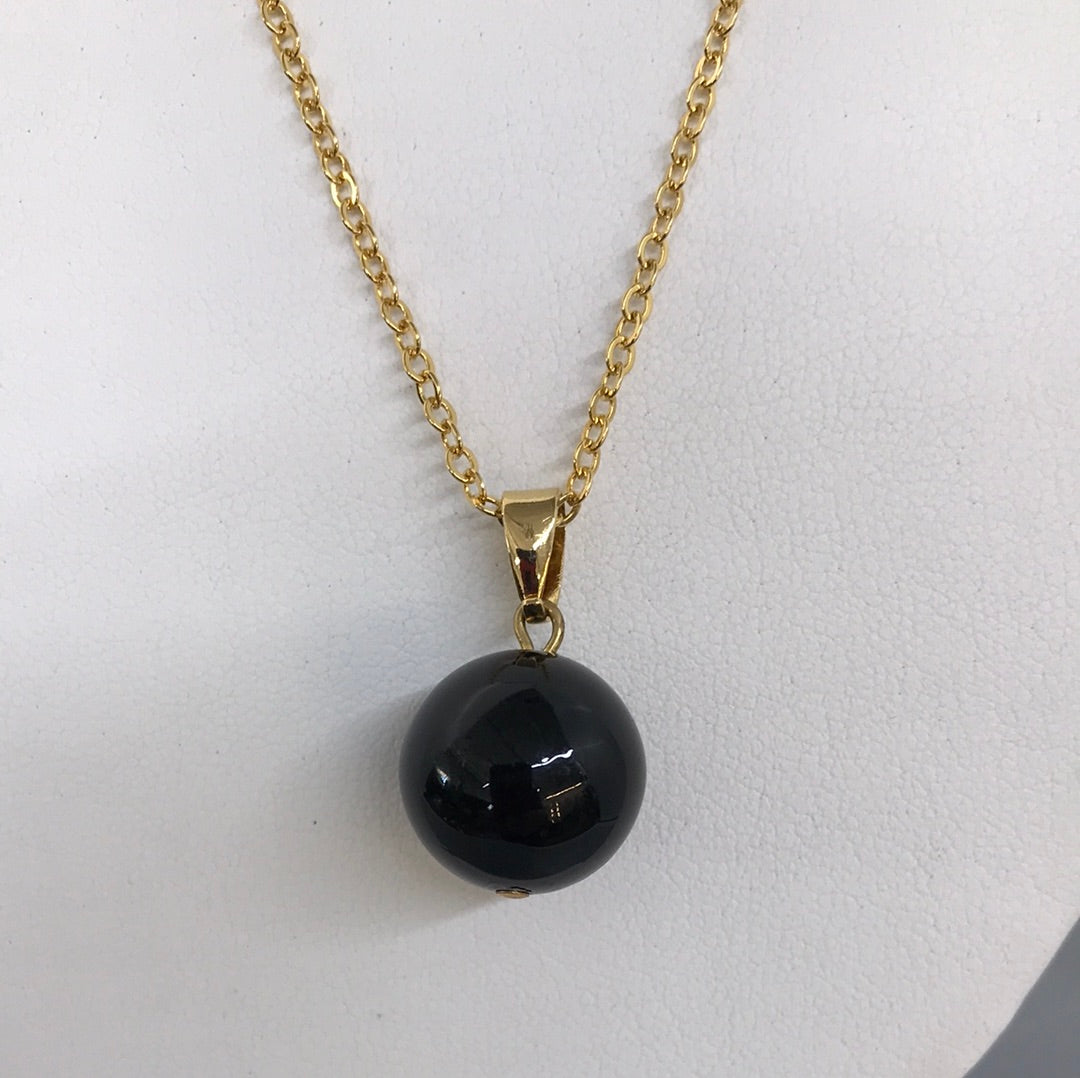 18" 16kt Gold Plated Black Ball