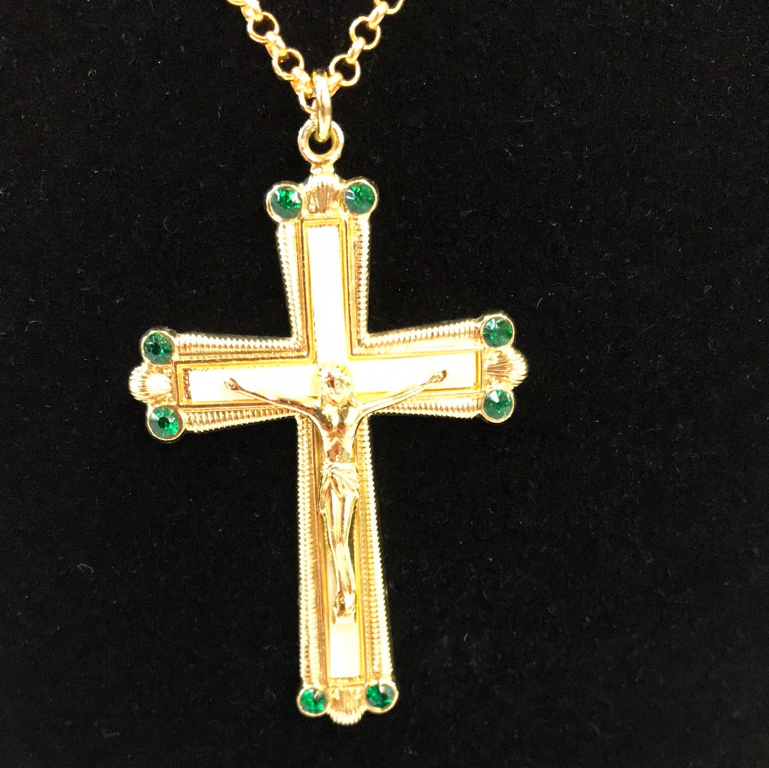 White & Gold Cross Necklace
