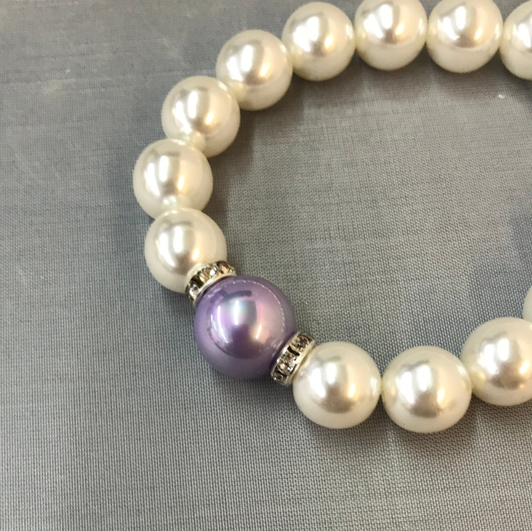 Faux Pearl Purple Stone Bracelet