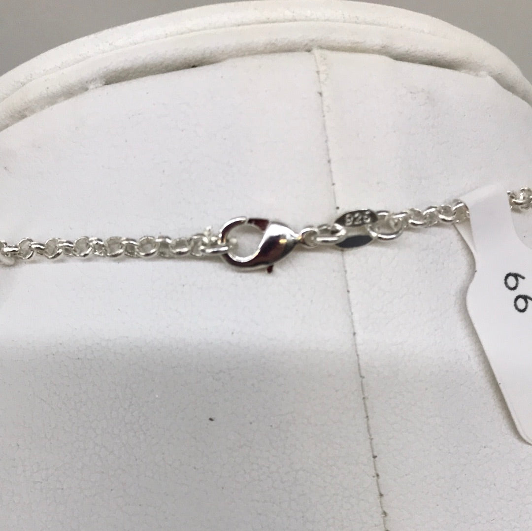 30" Silver Plated Chain with Cubic Zirconia pendant