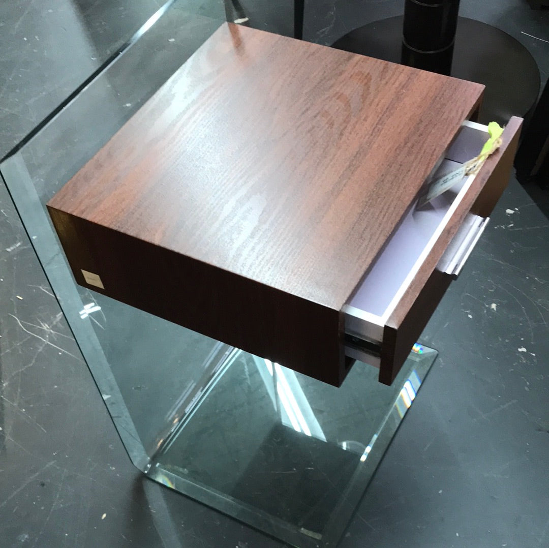Wood Drawer/glass base table