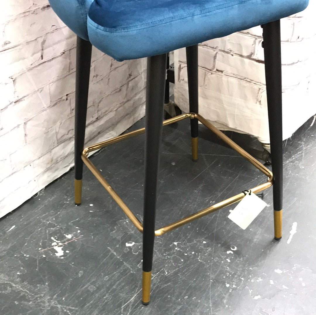 Blue Velvet fabric bar stool