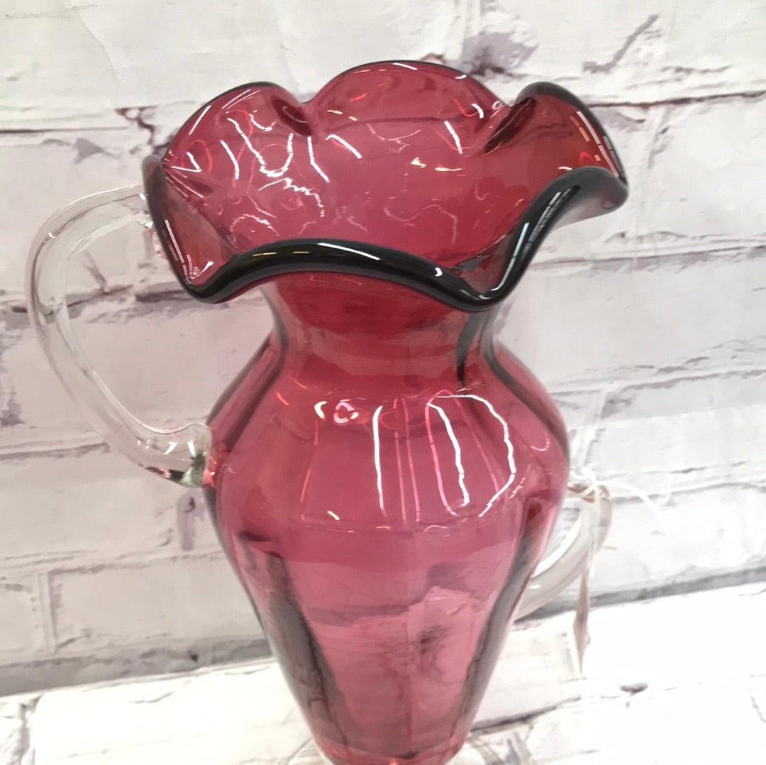 Cranberry Vase with handles
