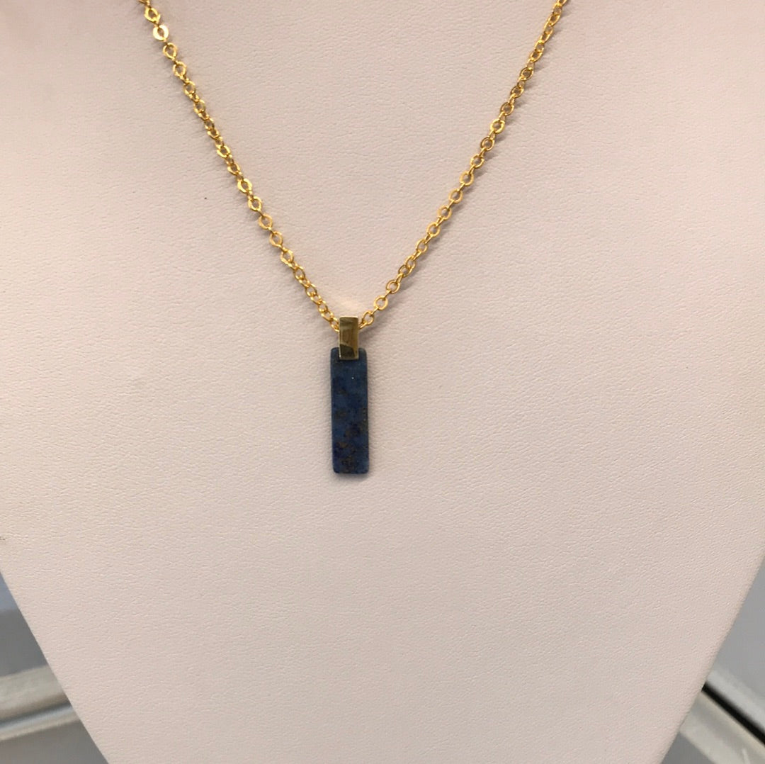 Gold/Blue Pendant Necklace