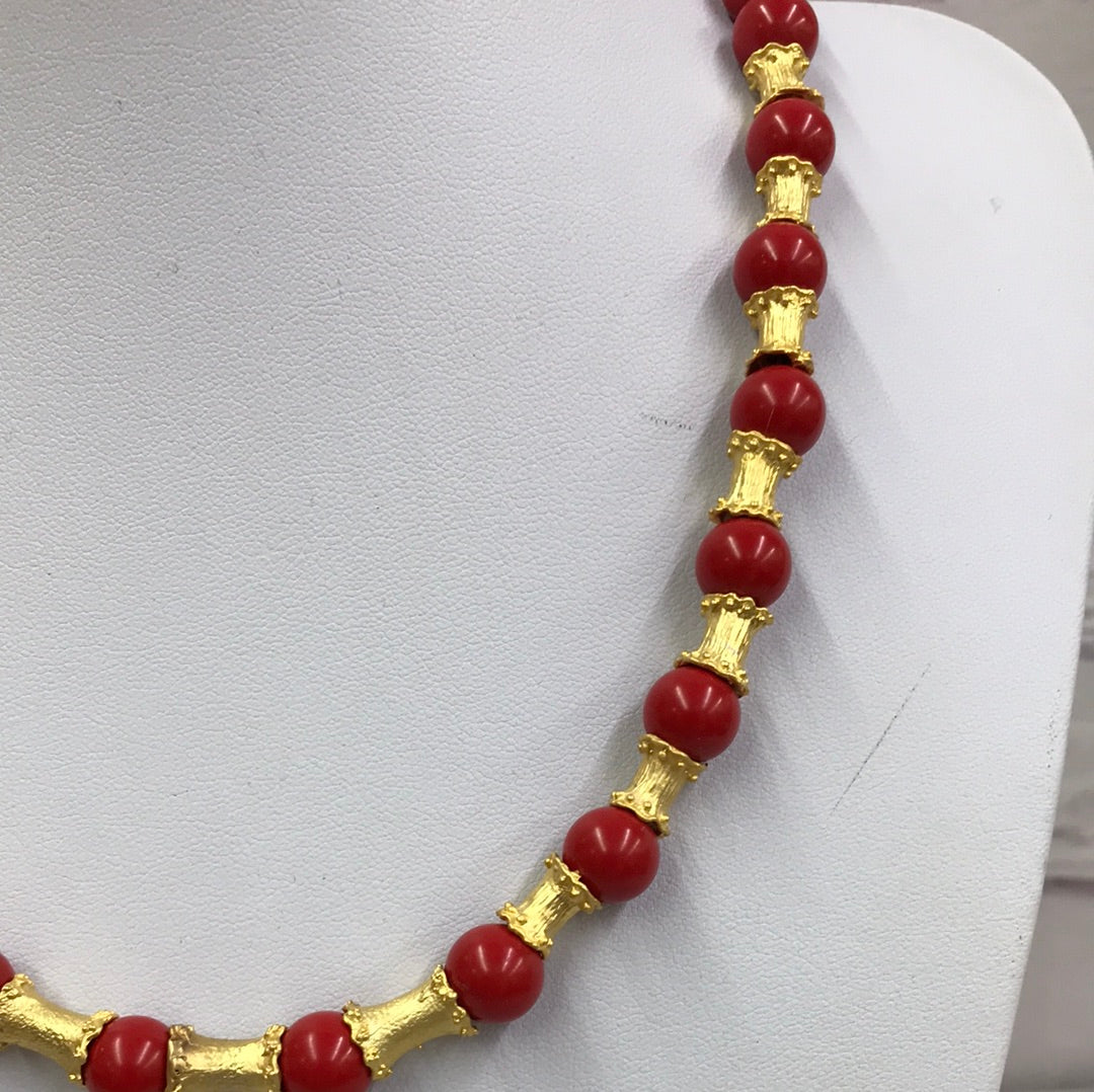 Red/Coral Beads 18K GP