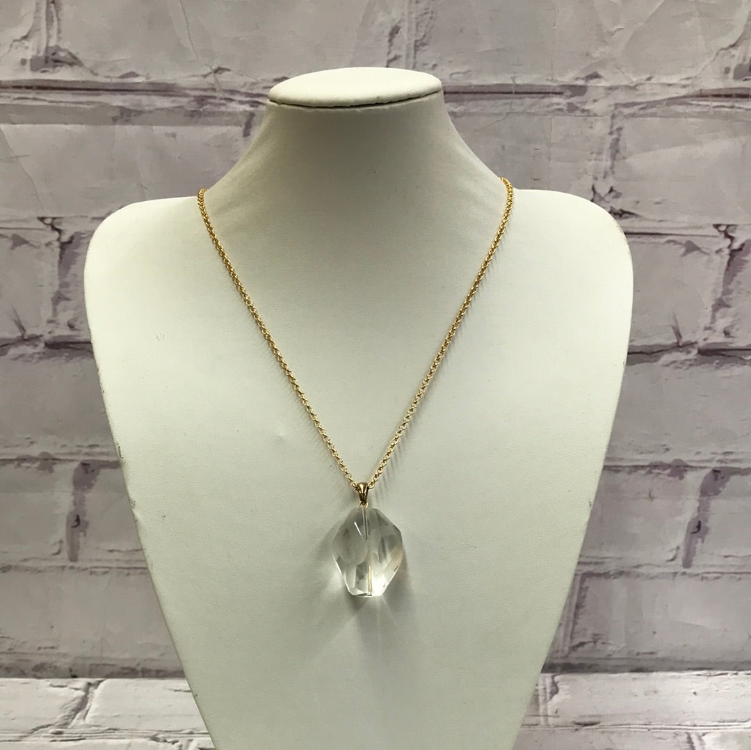 Rock Crystal on Gold Chain necklace