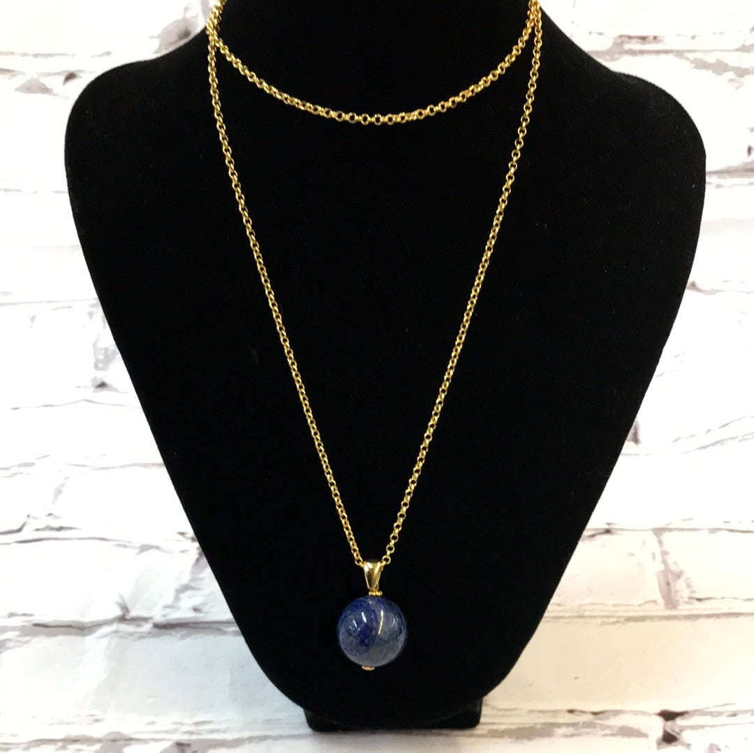 Real Lapis Ball Necklace