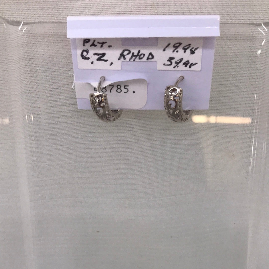 Rhodium Plated Cubic Zirconia Earring