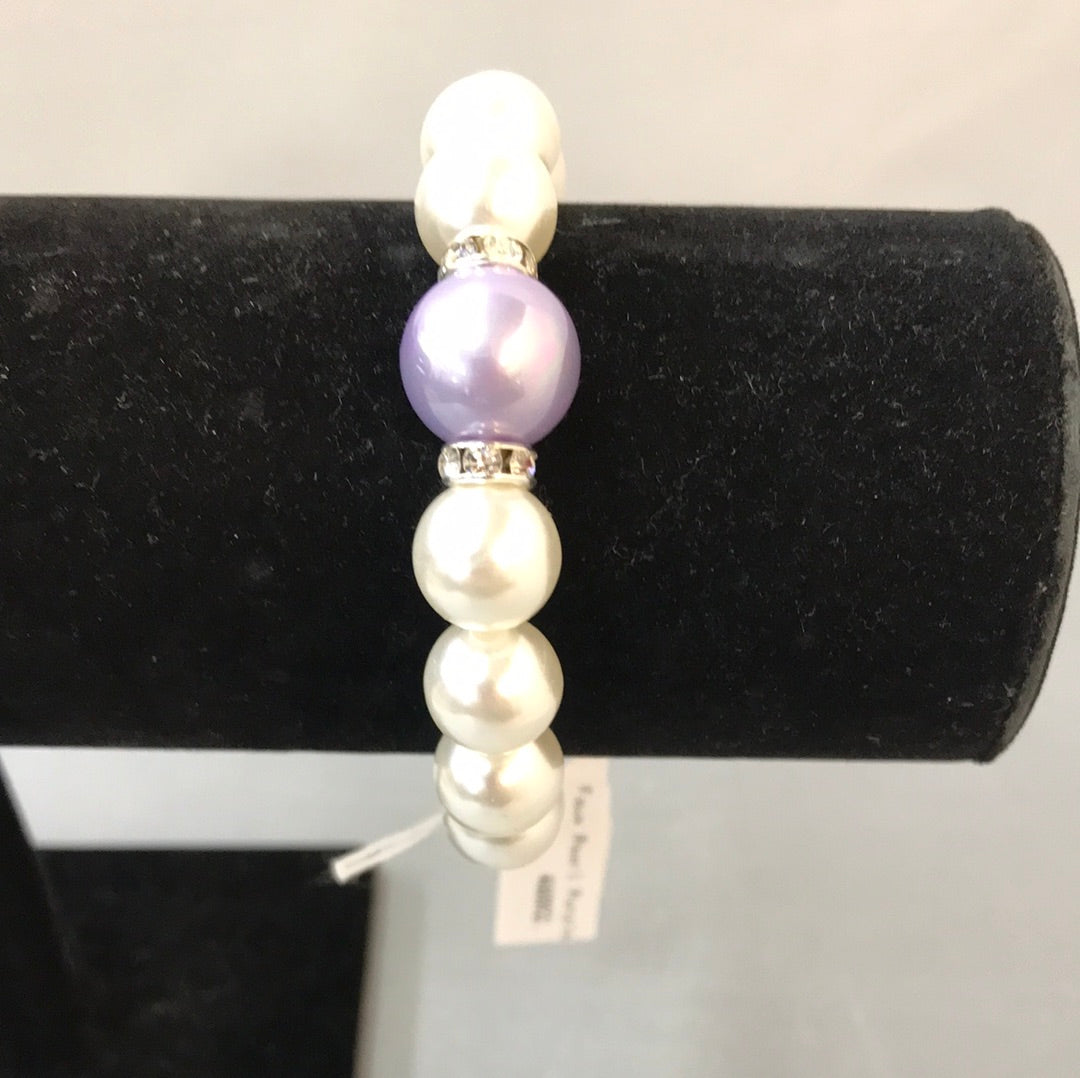 Faux Pearl Purple Stone Bracelet